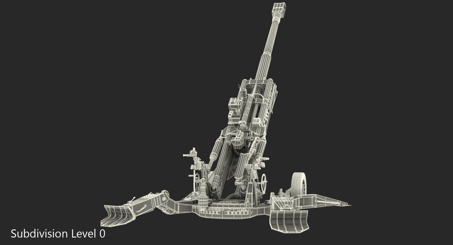 3D Howitzer M777 155mm Rigged