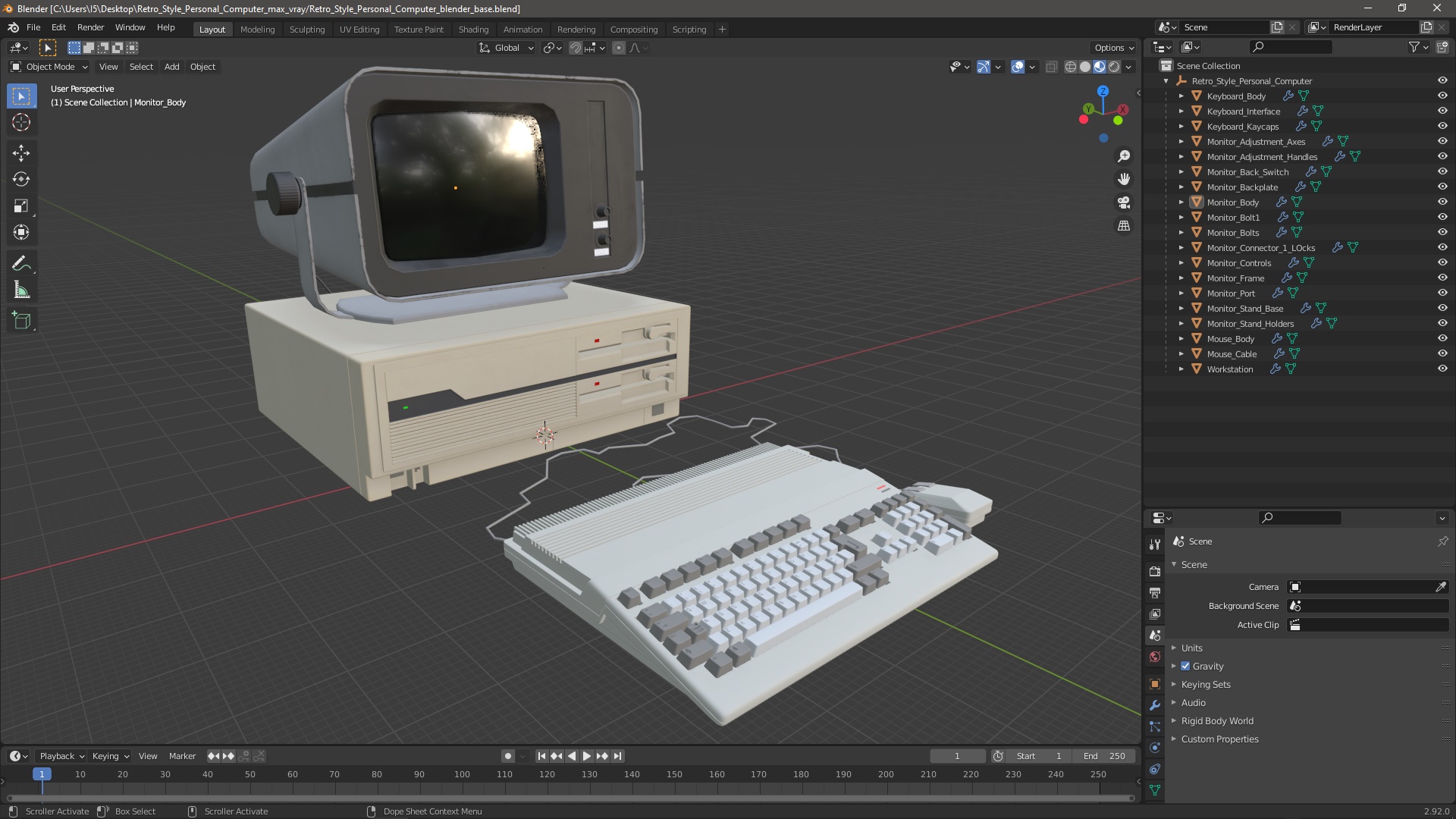 Retro Style Personal Computer 3D model