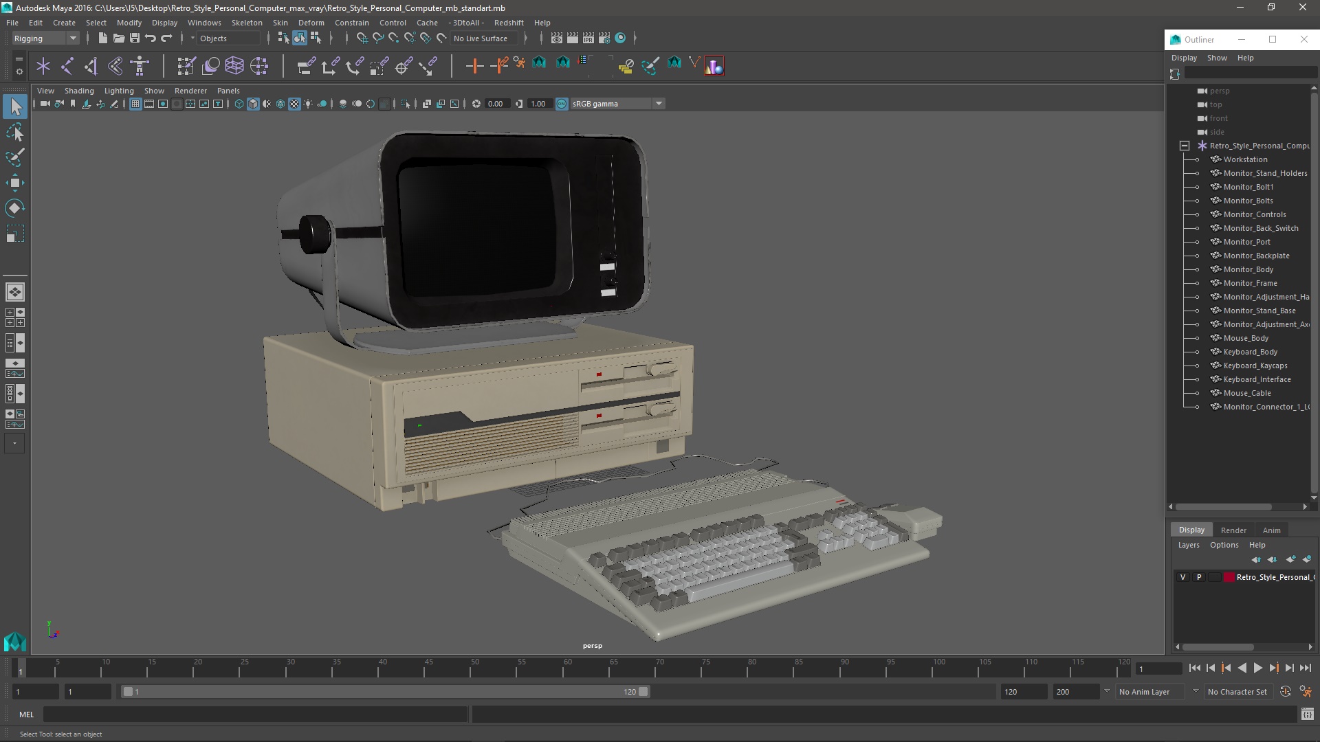 Retro Style Personal Computer 3D model