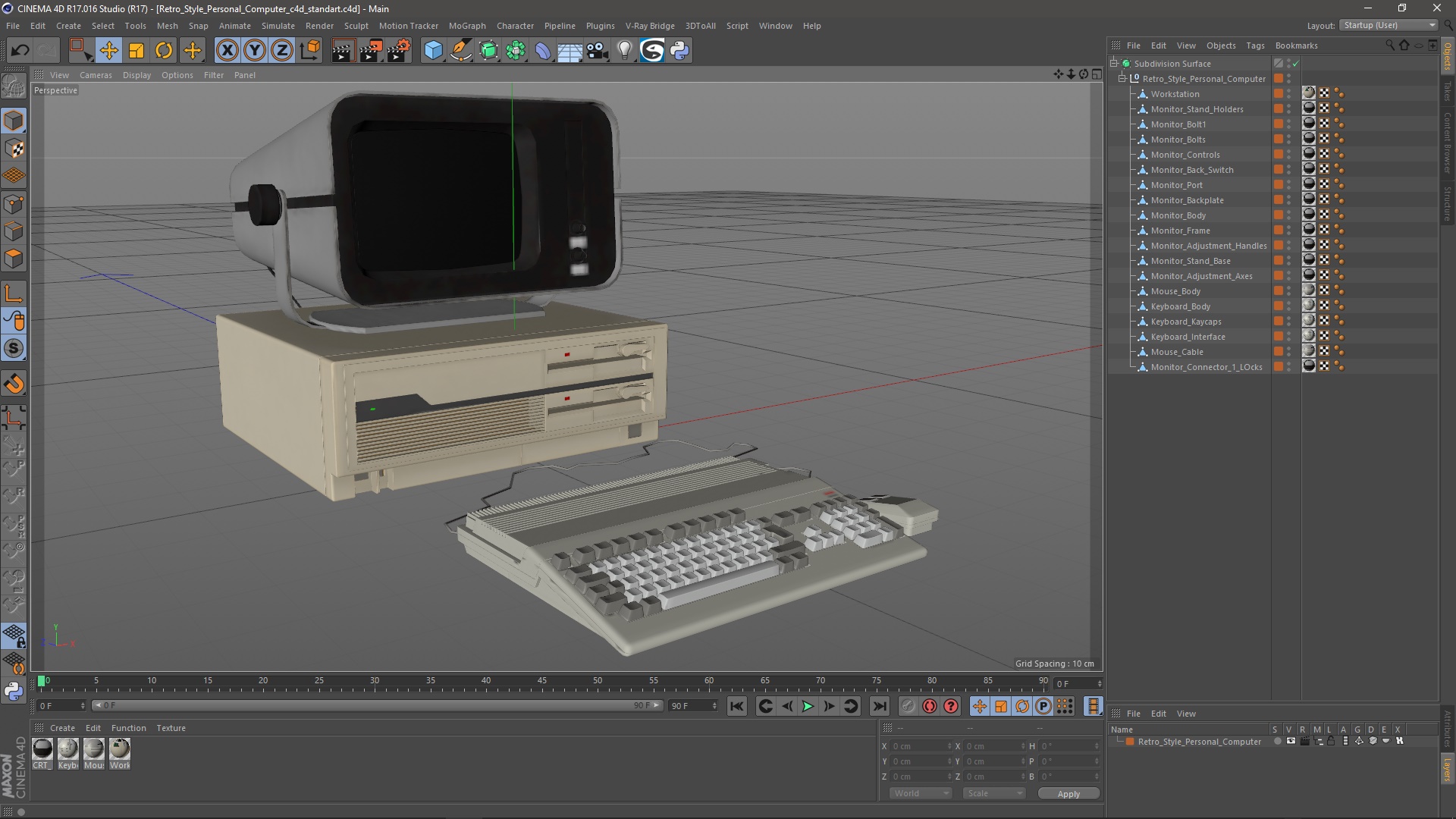 Retro Style Personal Computer 3D model