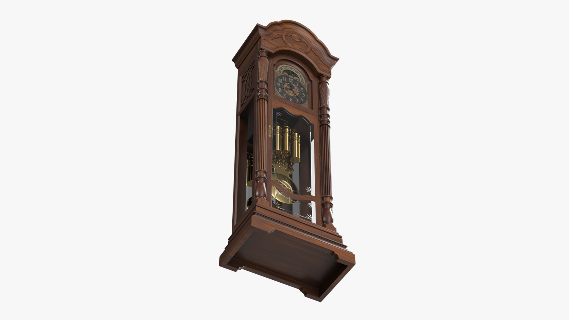 Antique Grandfather Clock with Pendulum 3D model