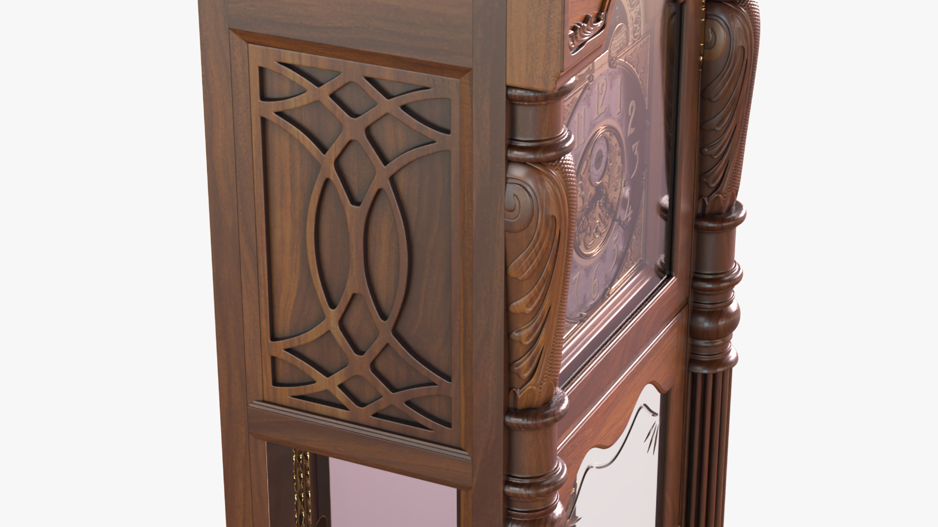 Antique Grandfather Clock with Pendulum 3D model