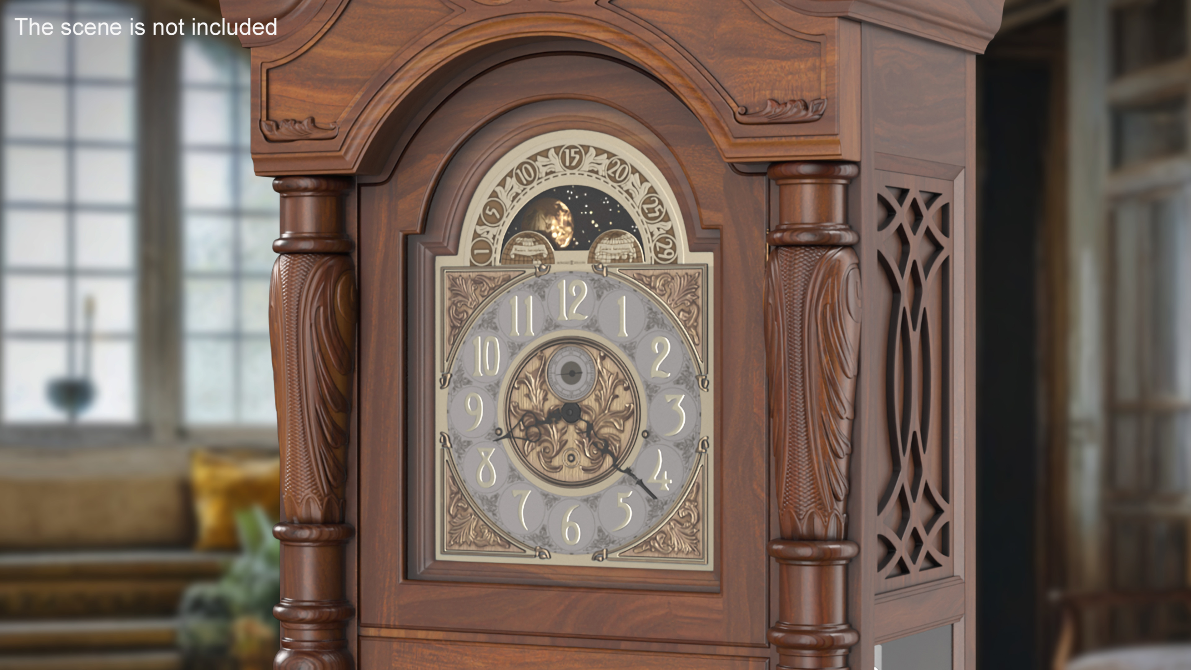 Antique Grandfather Clock with Pendulum 3D model