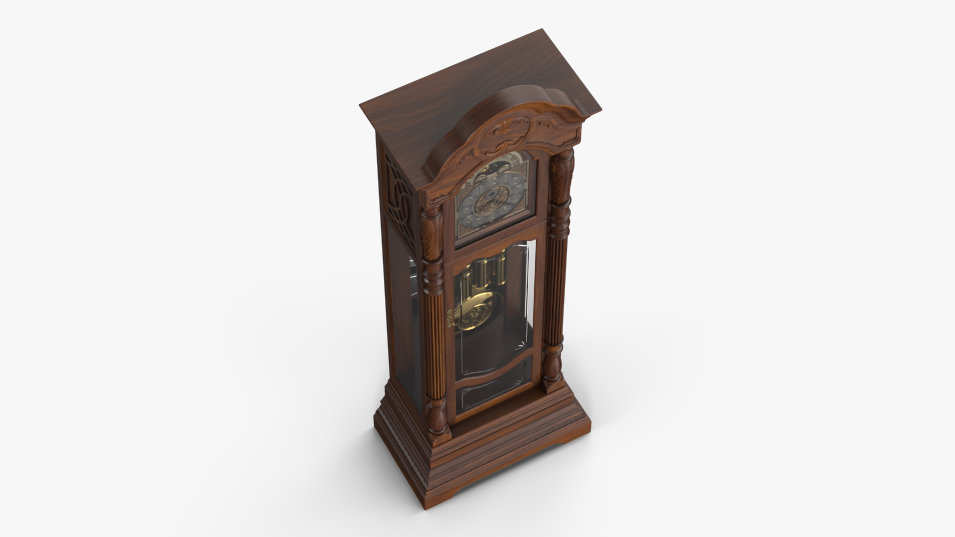 Antique Grandfather Clock with Pendulum 3D model