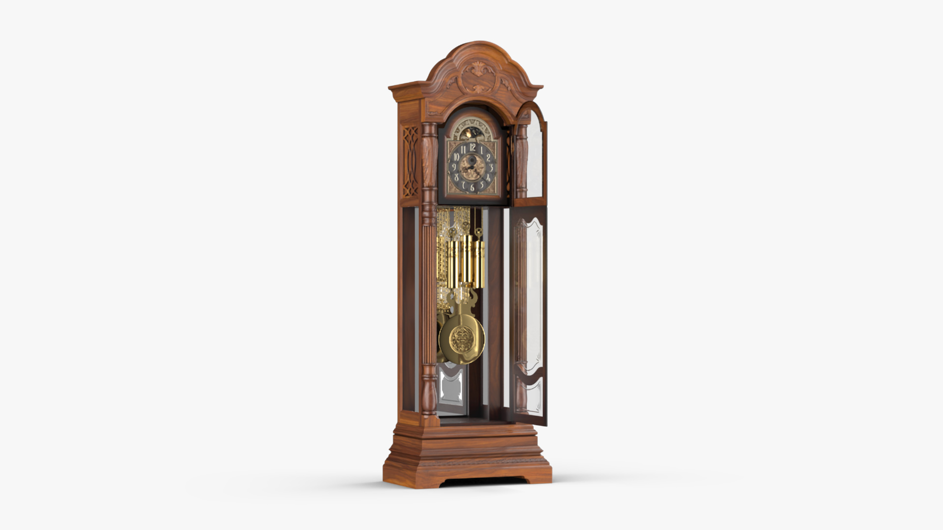 Antique Grandfather Clock with Pendulum 3D model