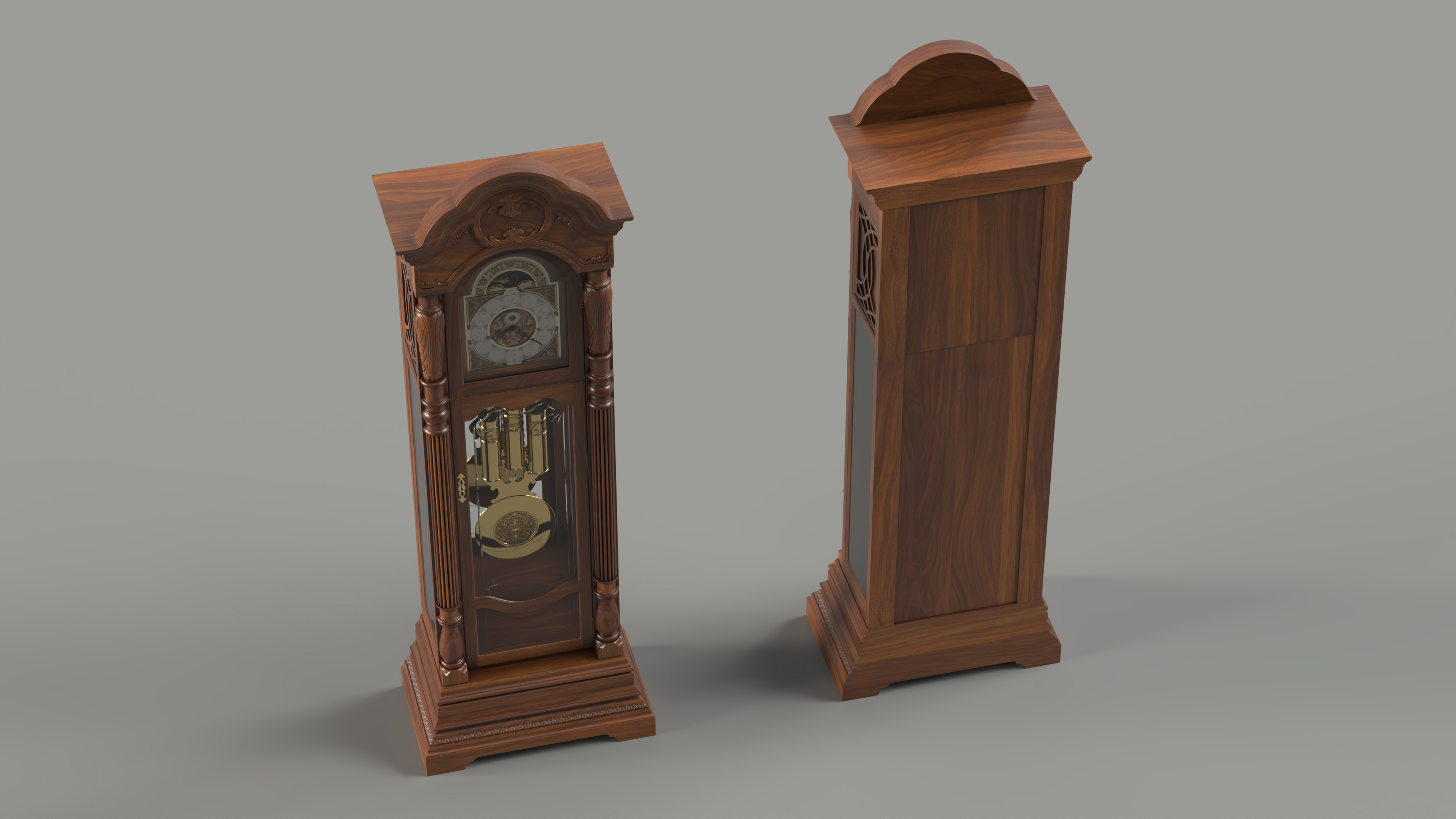 Antique Grandfather Clock with Pendulum 3D model