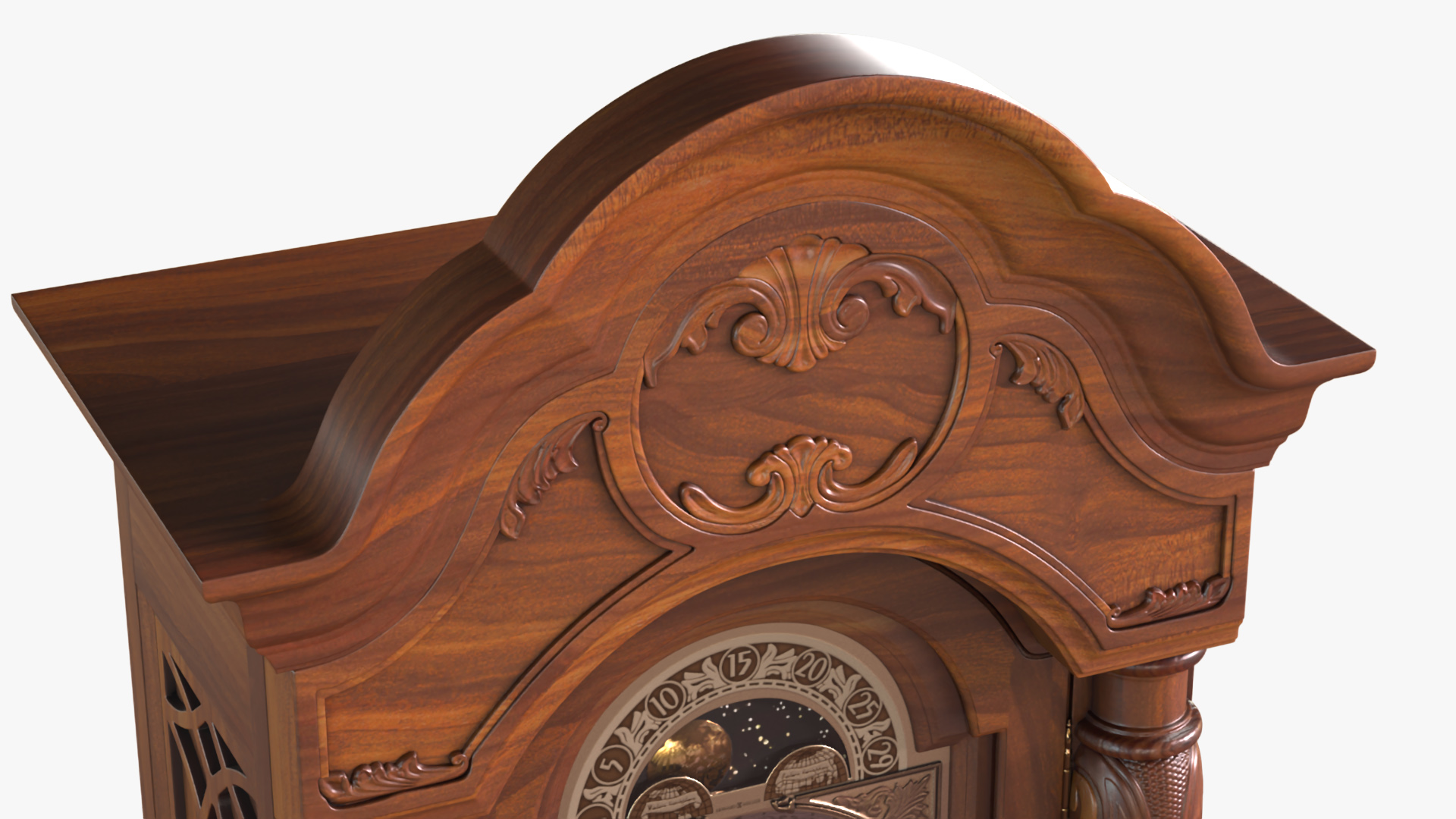 Antique Grandfather Clock with Pendulum 3D model