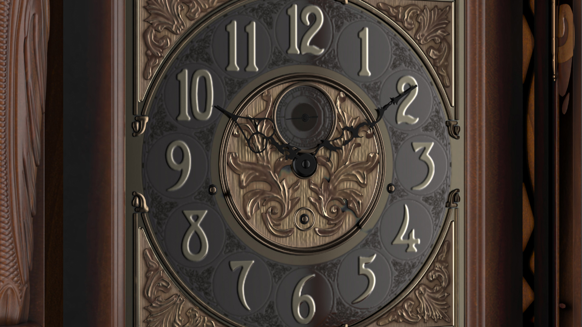 Antique Grandfather Clock with Pendulum 3D model