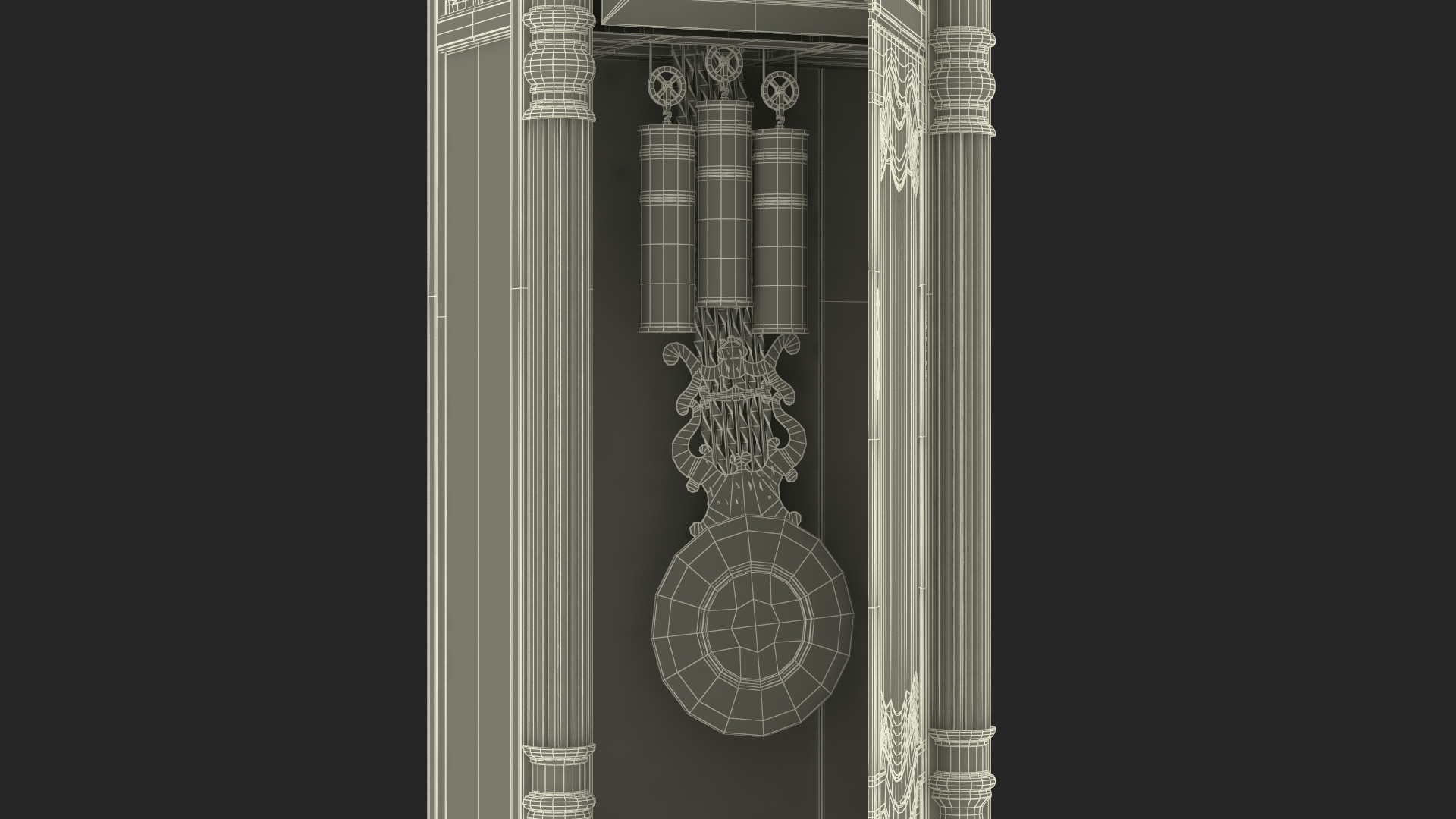 Antique Grandfather Clock with Pendulum 3D model