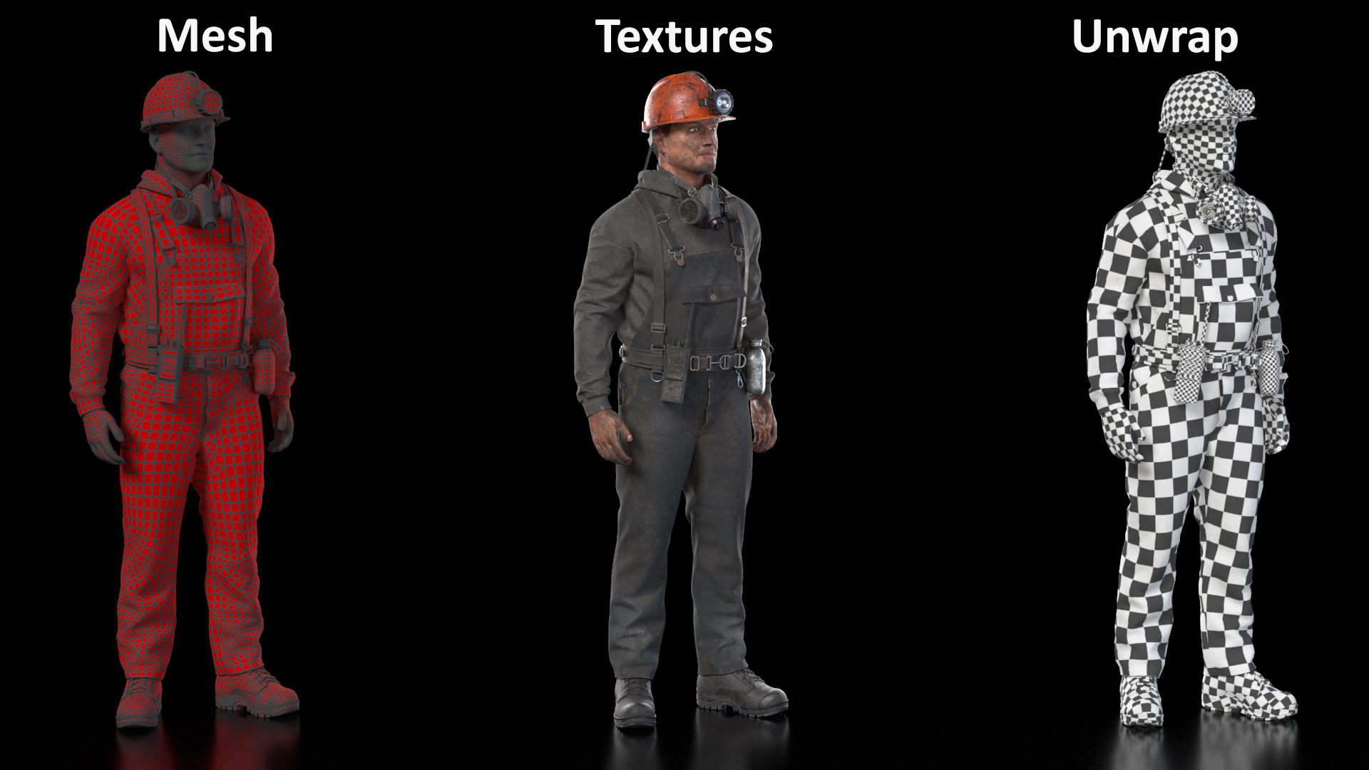 Coal Miner in Pose Fur 3D