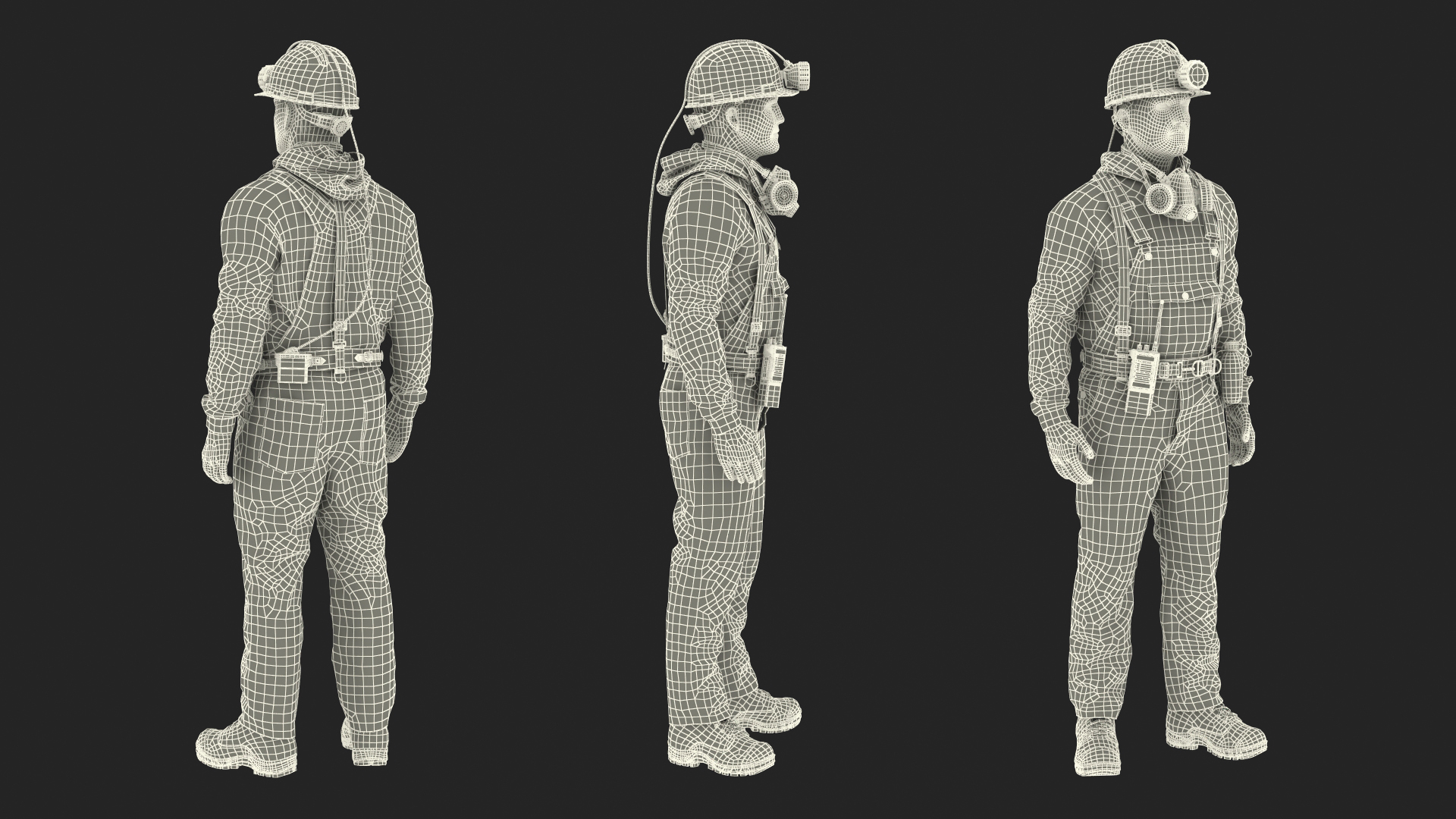 Coal Miner in Pose Fur 3D