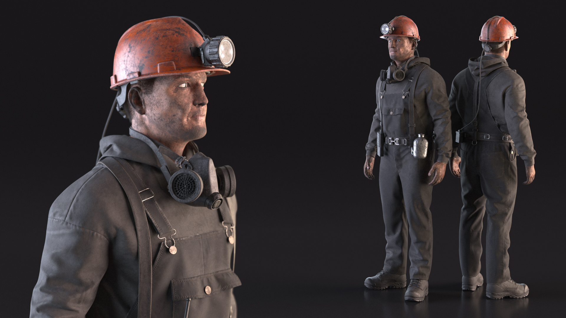 Coal Miner in Pose Fur 3D