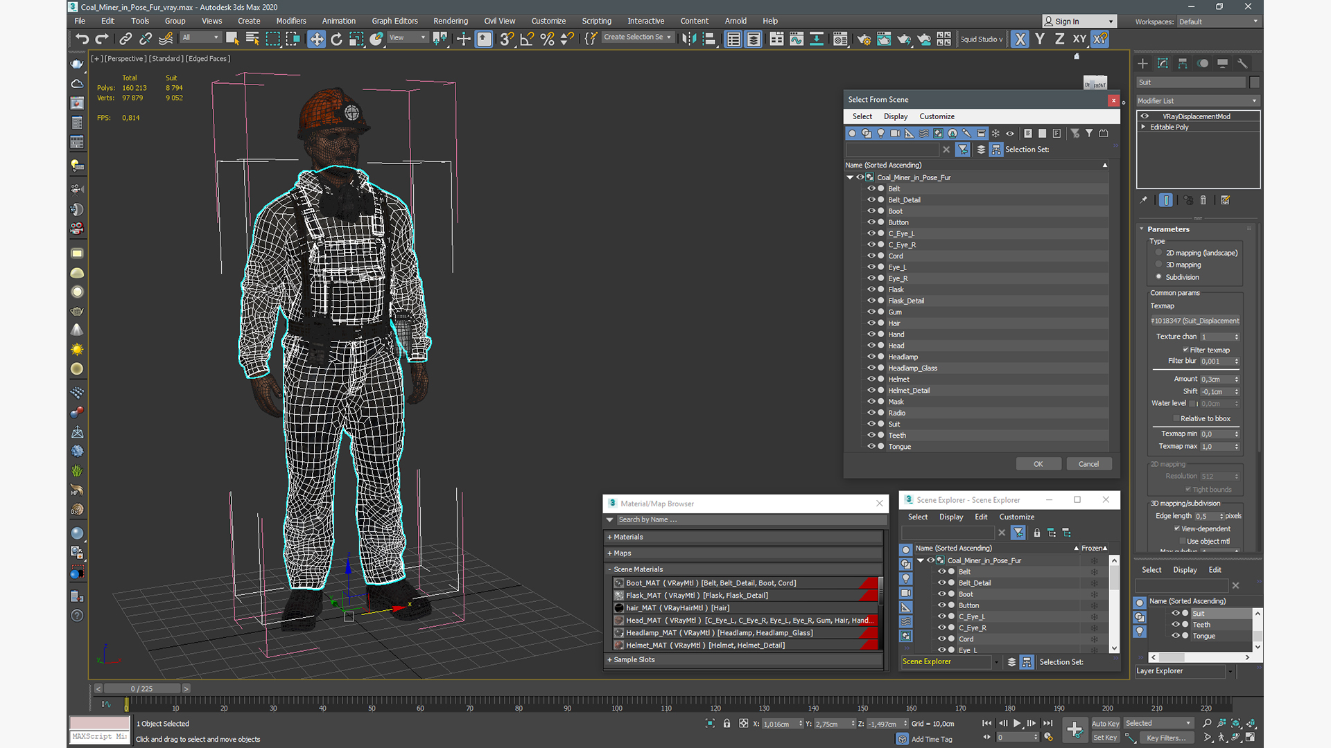Coal Miner in Pose Fur 3D