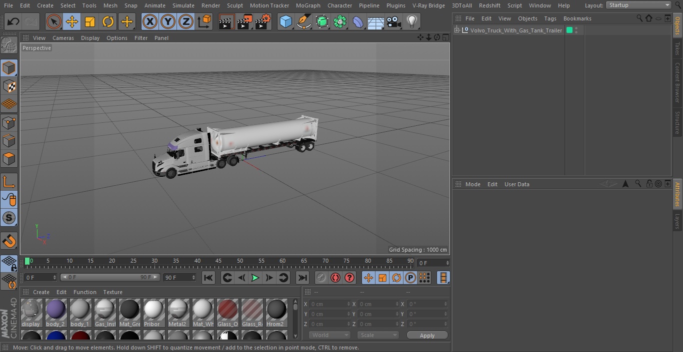 3D Volvo Truck with Gas Tank Trailer model