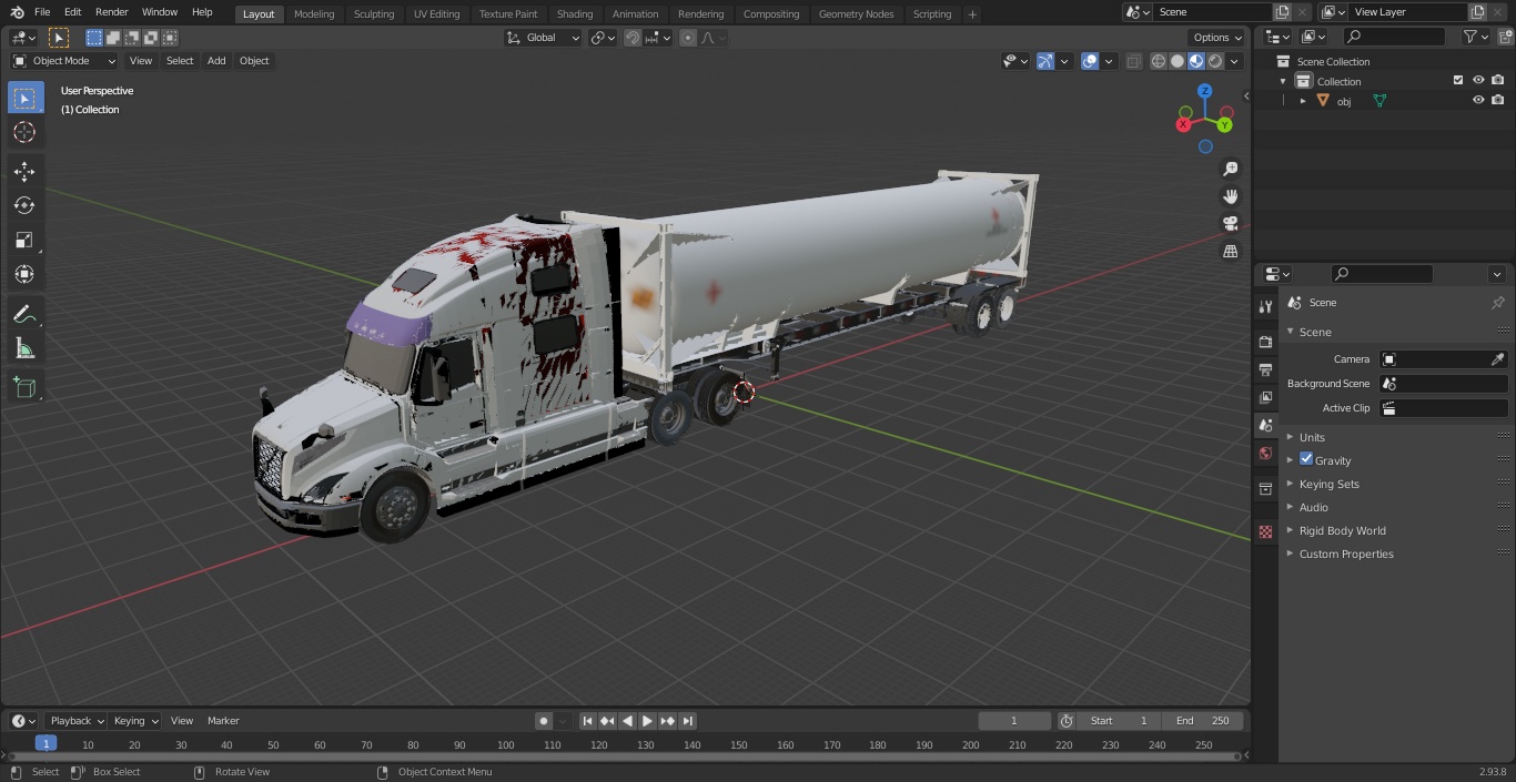 3D Volvo Truck with Gas Tank Trailer model