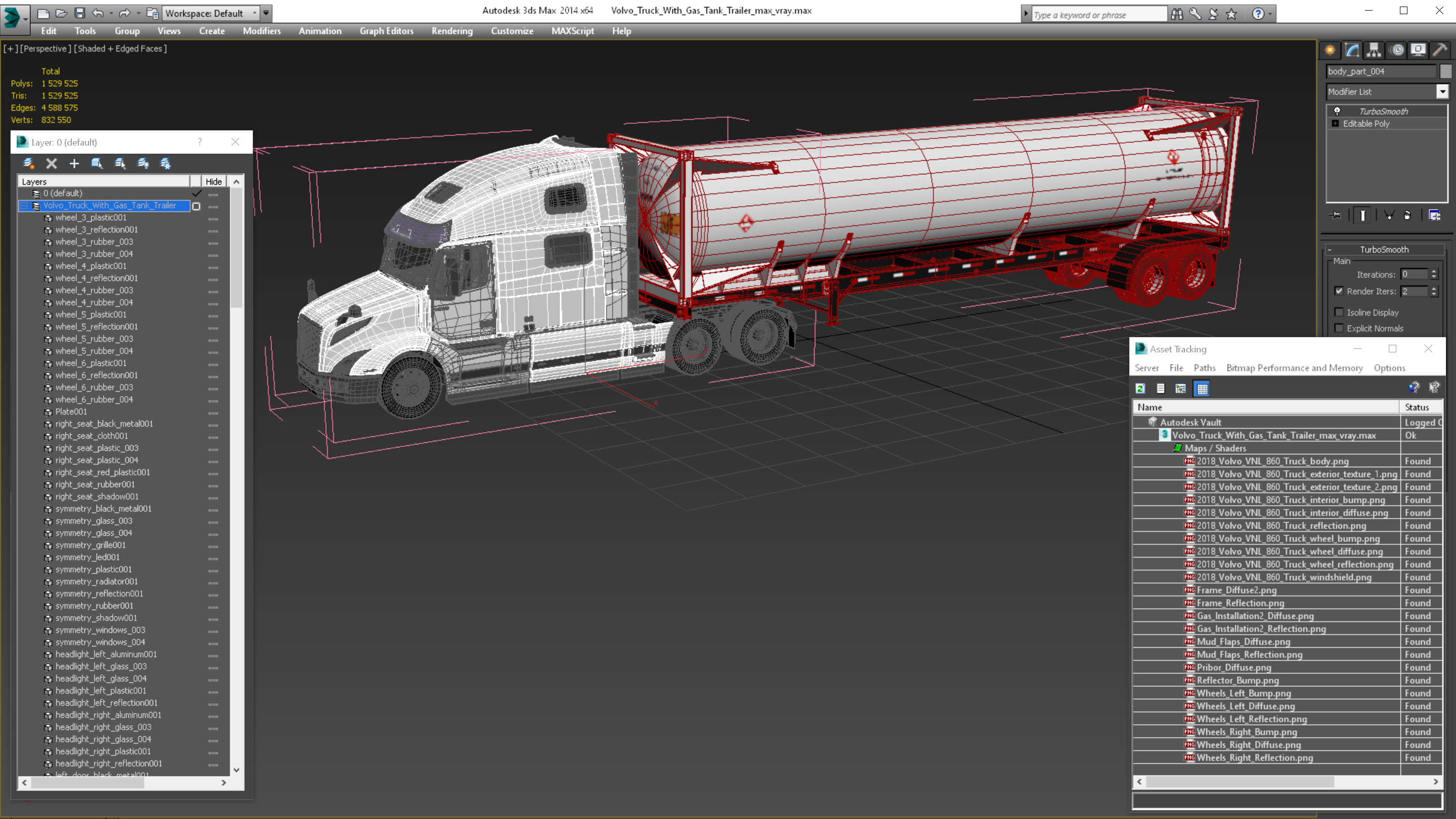3D Volvo Truck with Gas Tank Trailer model