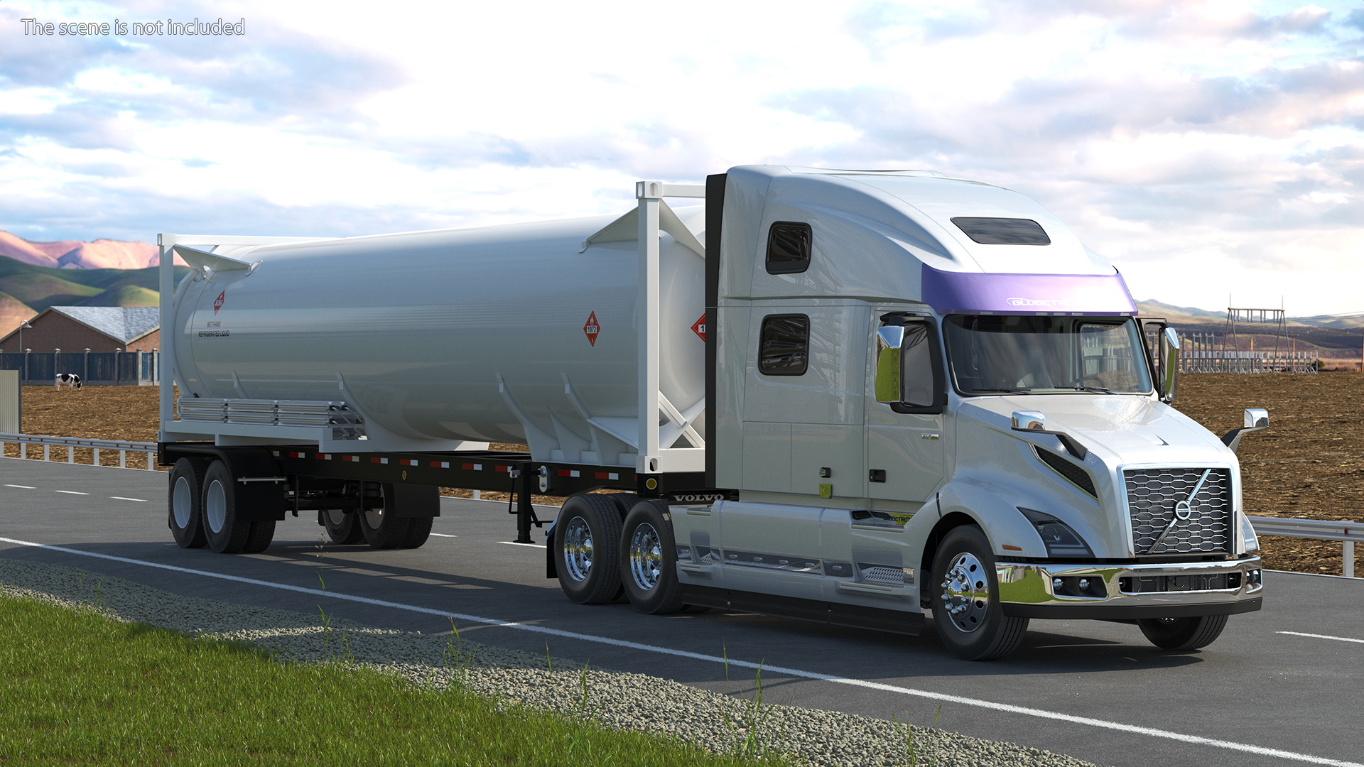 3D Volvo Truck with Gas Tank Trailer model