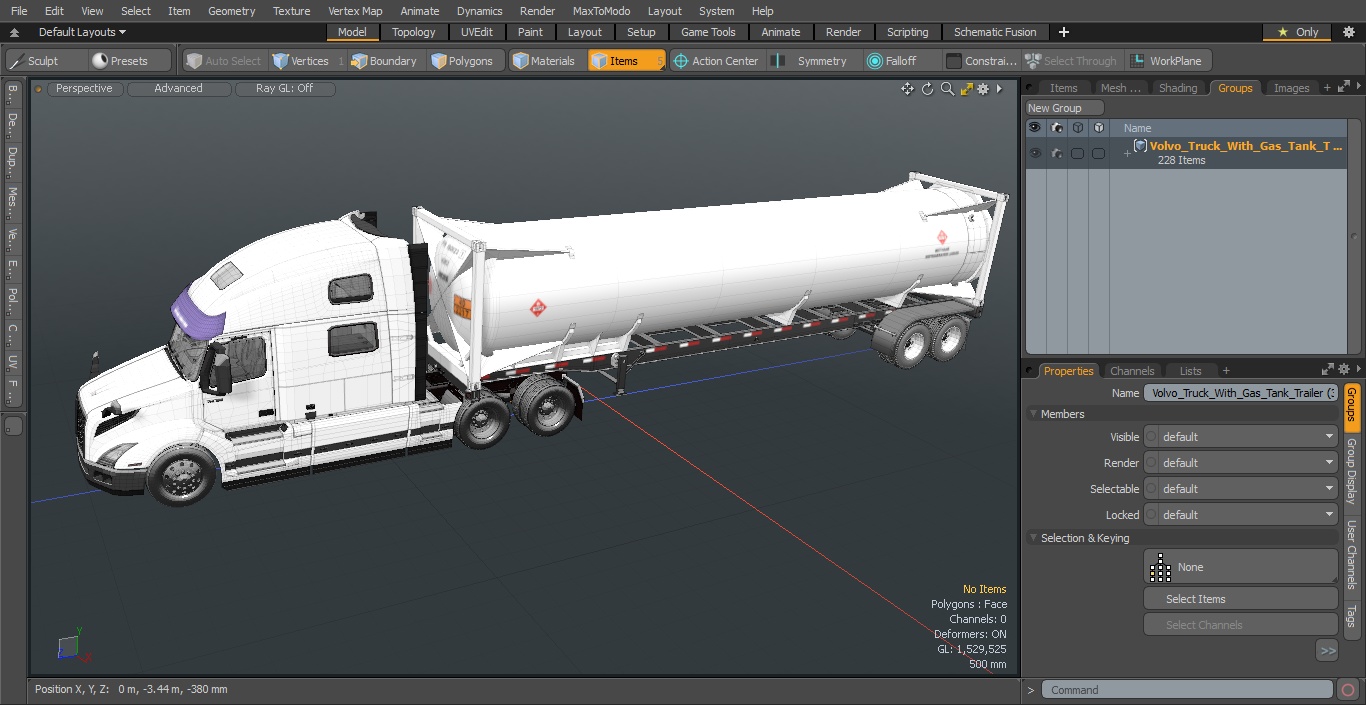 3D Volvo Truck with Gas Tank Trailer model