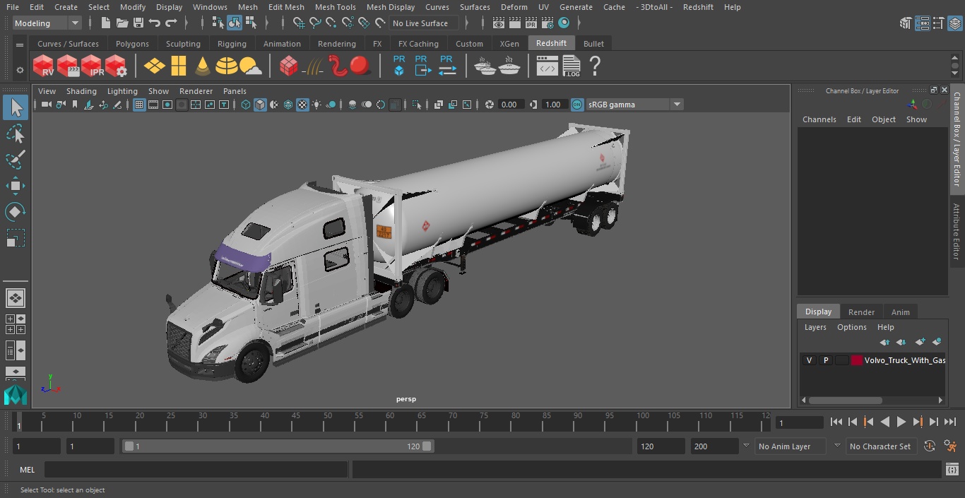 3D Volvo Truck with Gas Tank Trailer model