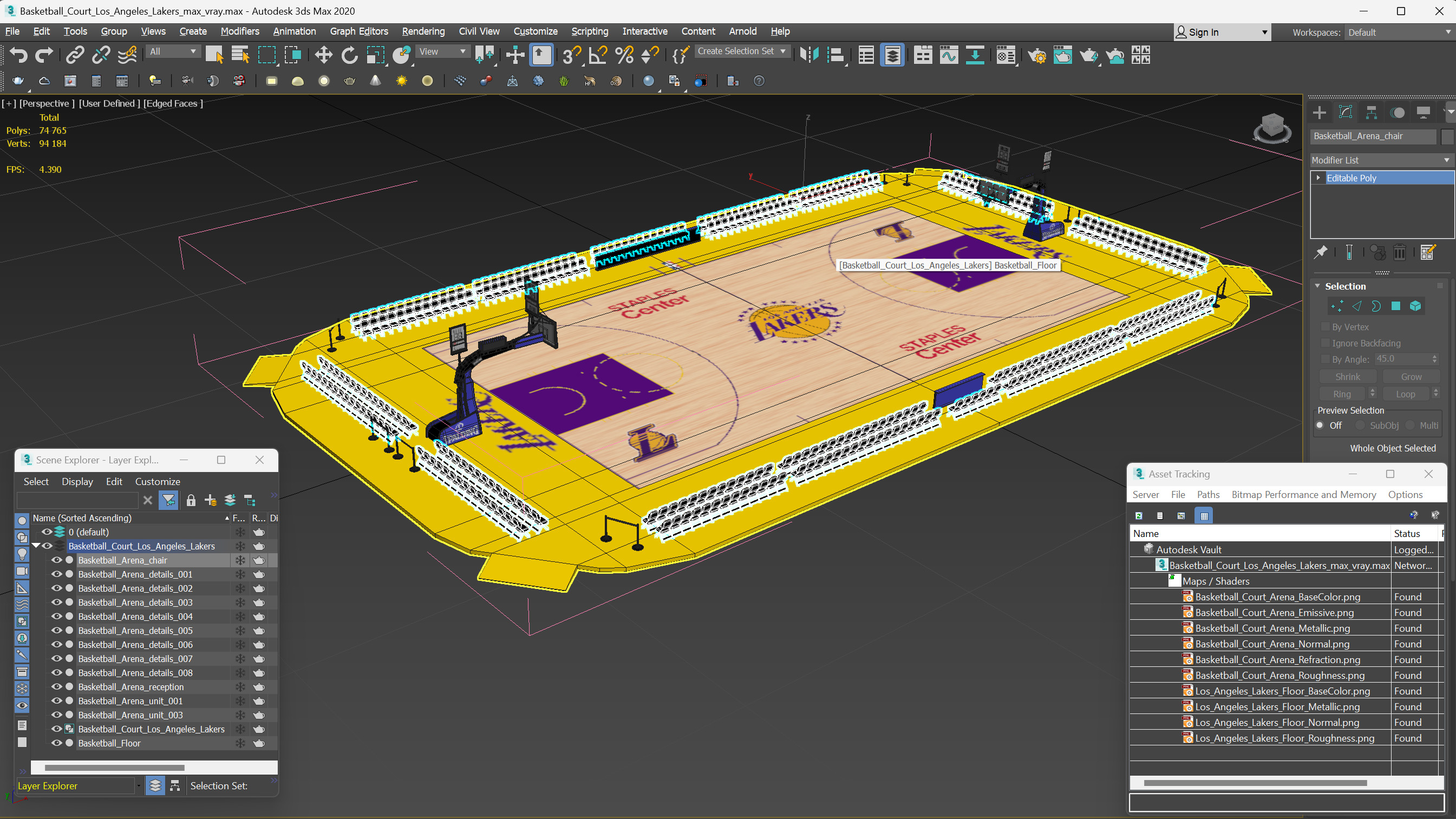 3D model Basketball Court Los Angeles Lakers