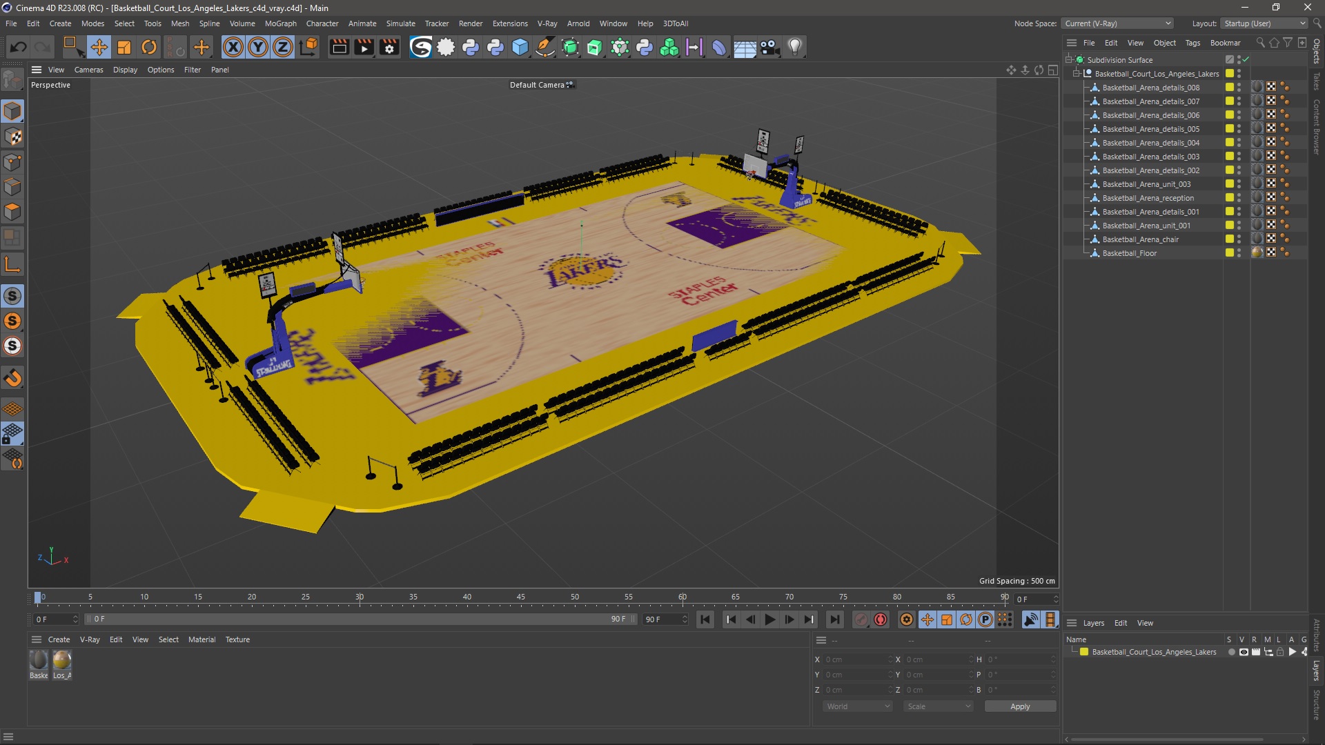 3D model Basketball Court Los Angeles Lakers