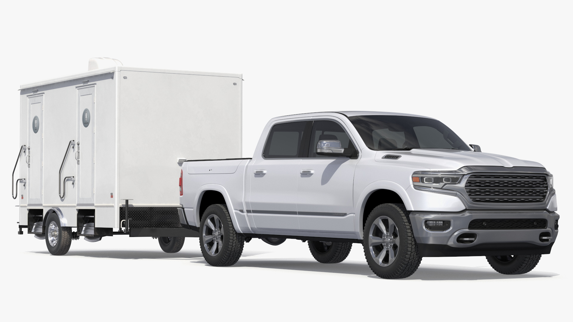 Pickup Truck with Mobile Toilet Trailer, view 8