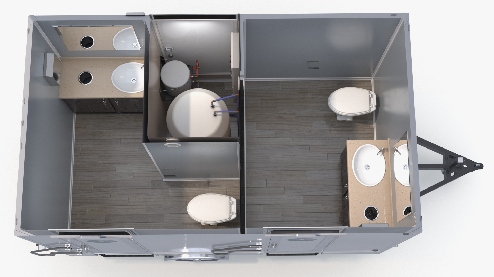 Pickup Truck with Mobile Toilet Trailer, view 4