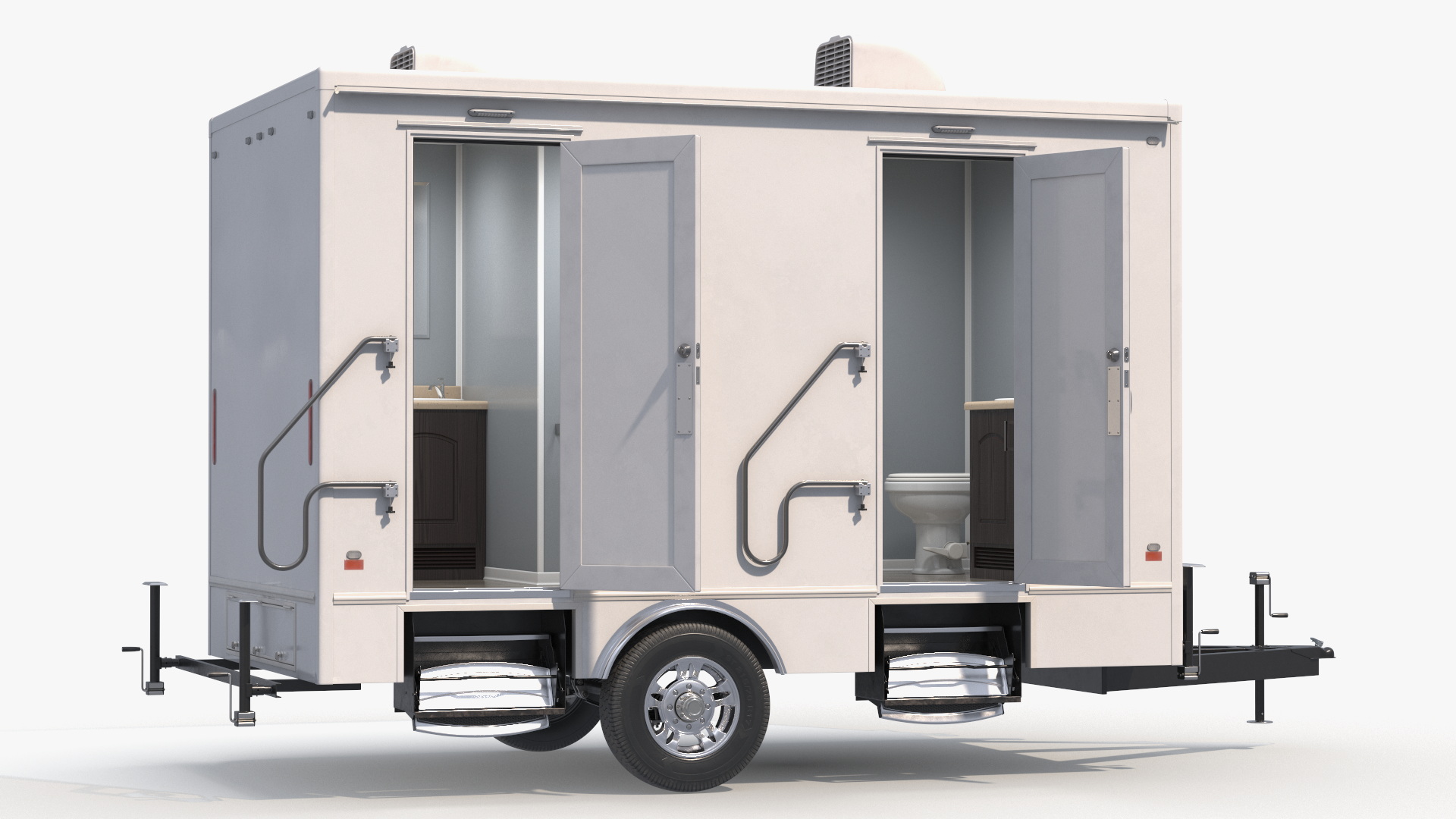 Pickup Truck with Mobile Toilet Trailer, view 3