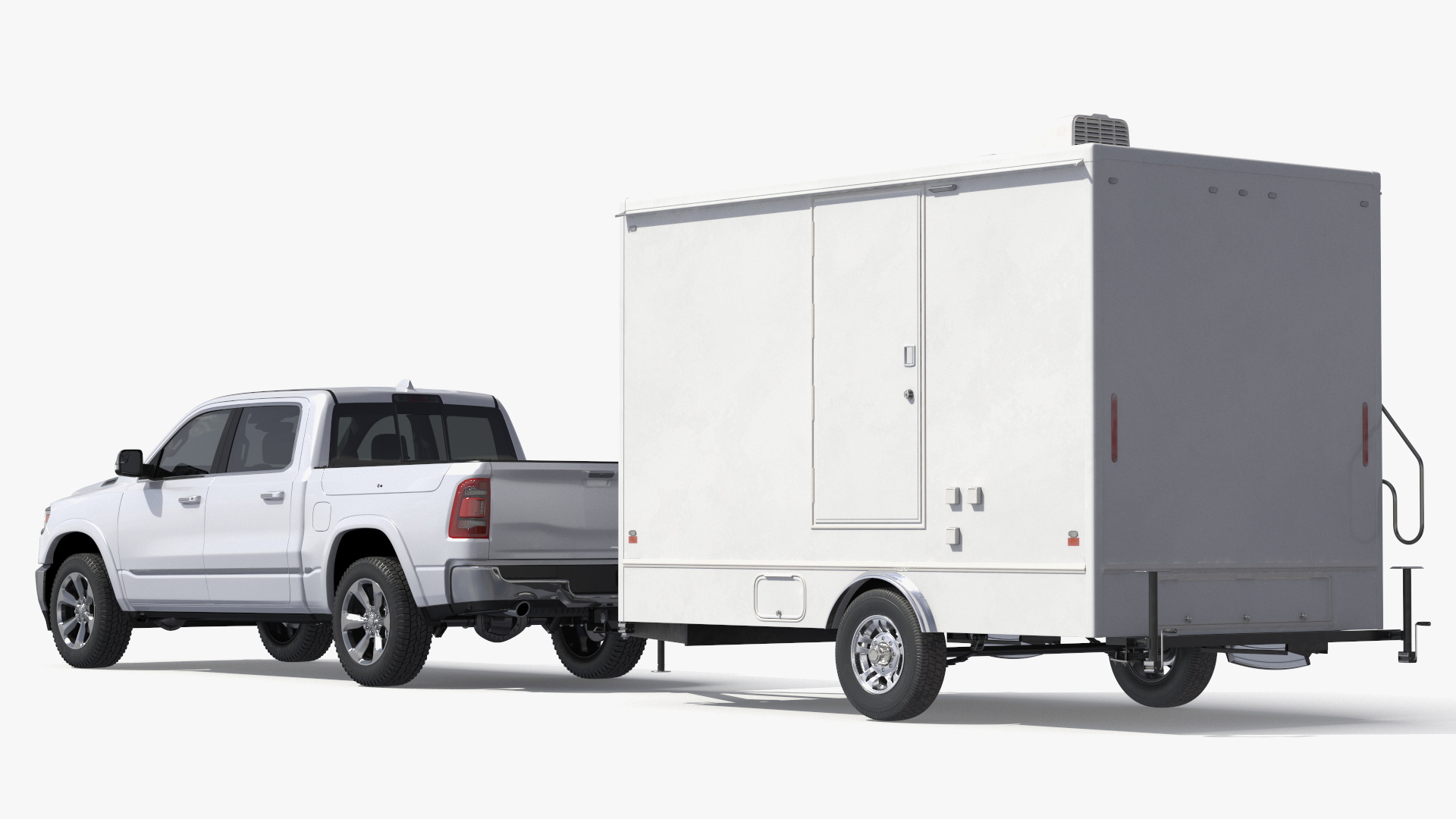 Pickup Truck with Mobile Toilet Trailer, view 9