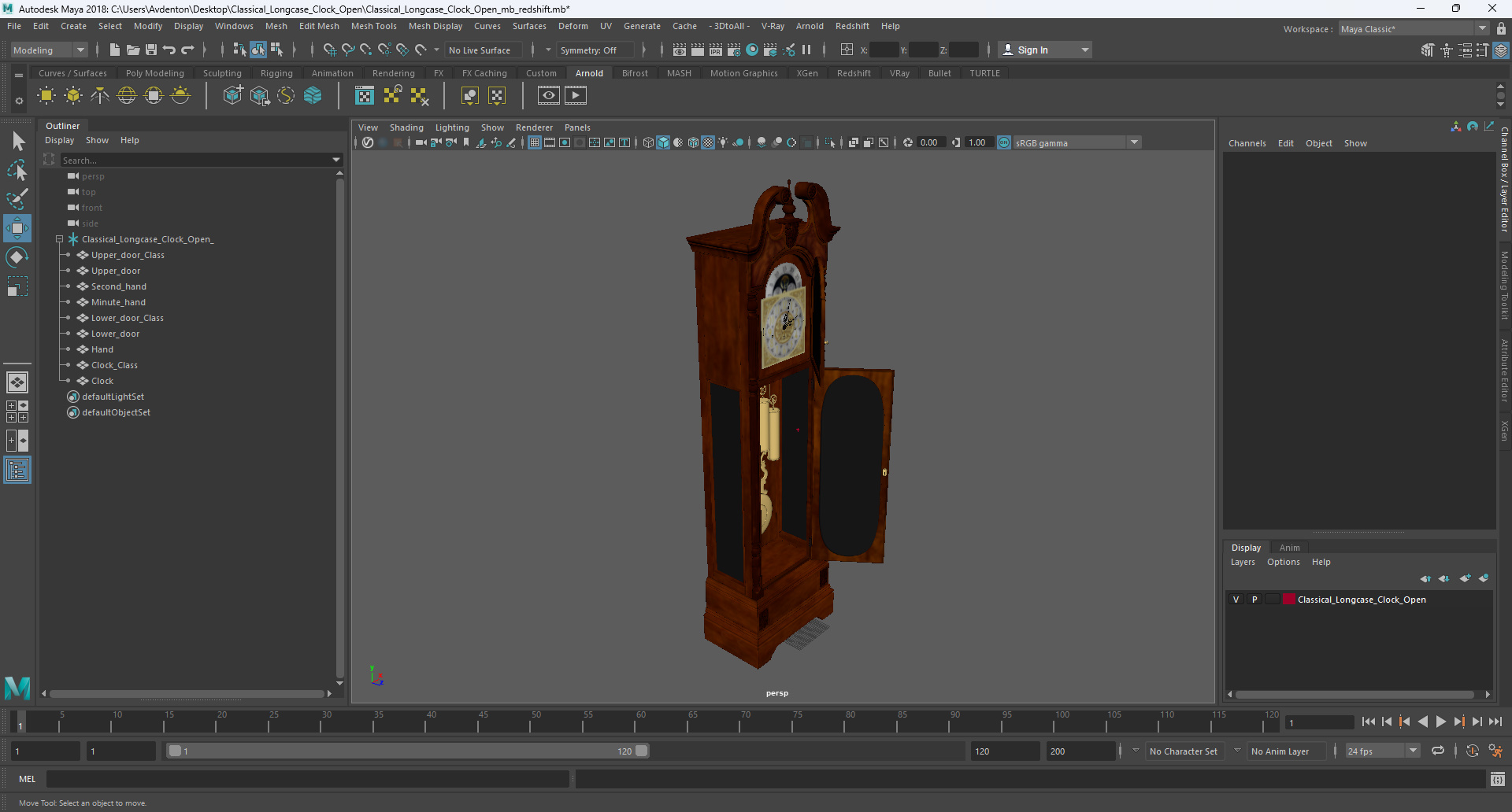 Classical Longcase Clock Open 3D model