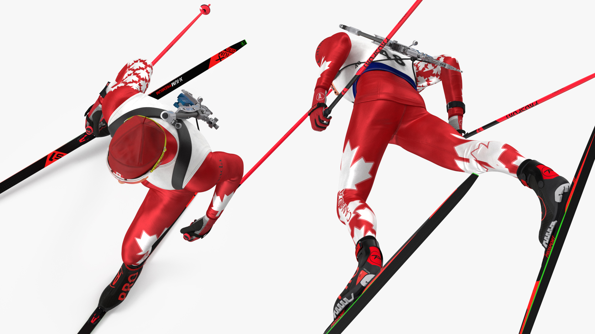 Biathlete Fully Equipped Canada Team Running Pose 3D model