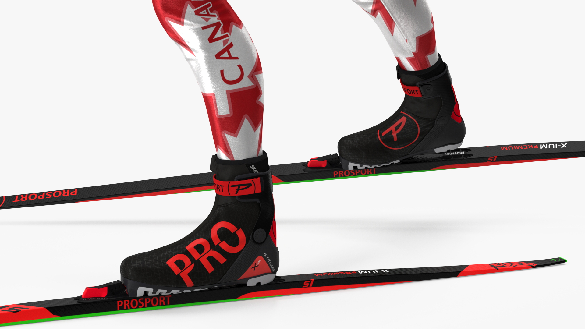 Biathlete Fully Equipped Canada Team Running Pose 3D model