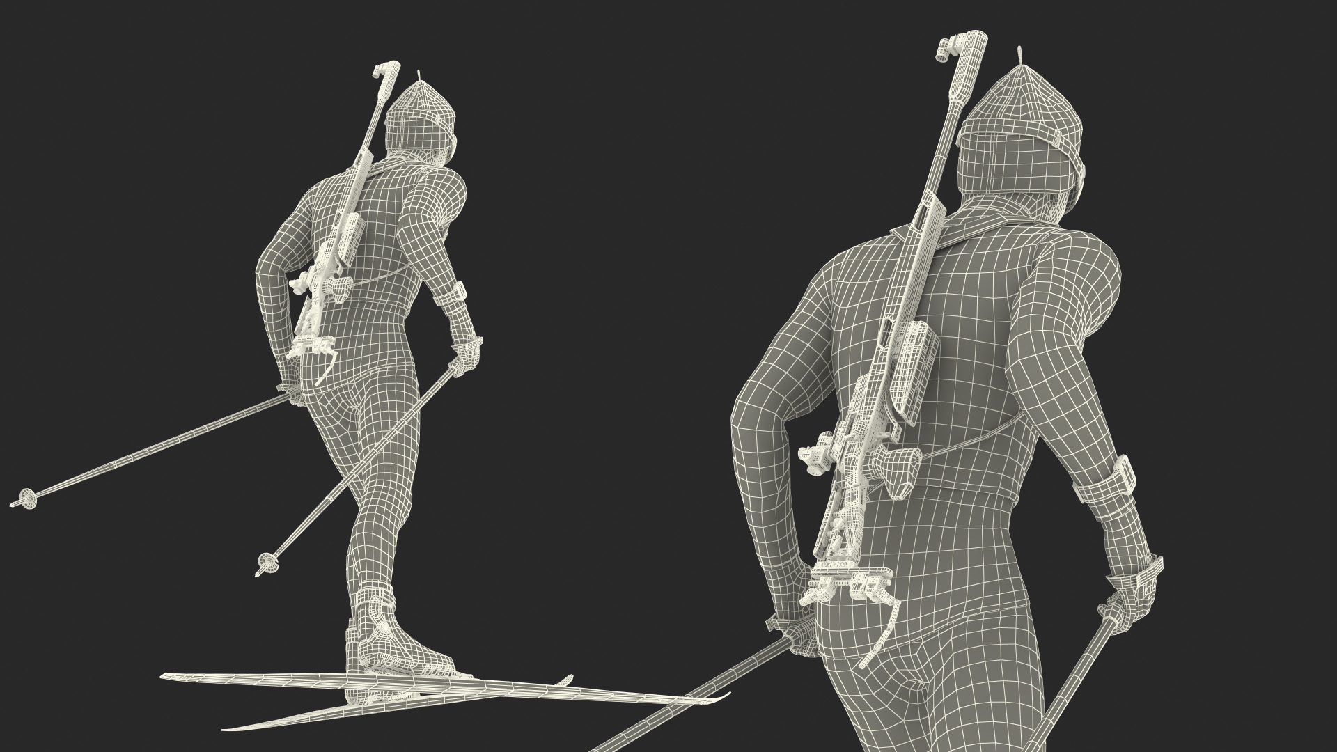 Biathlete Fully Equipped Canada Team Running Pose 3D model