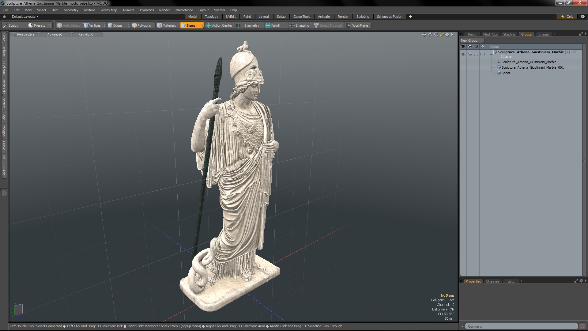 3D model Sculpture Athena Giustiniani Marble