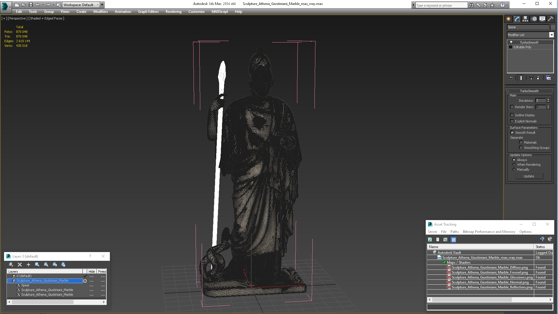 3D model Sculpture Athena Giustiniani Marble