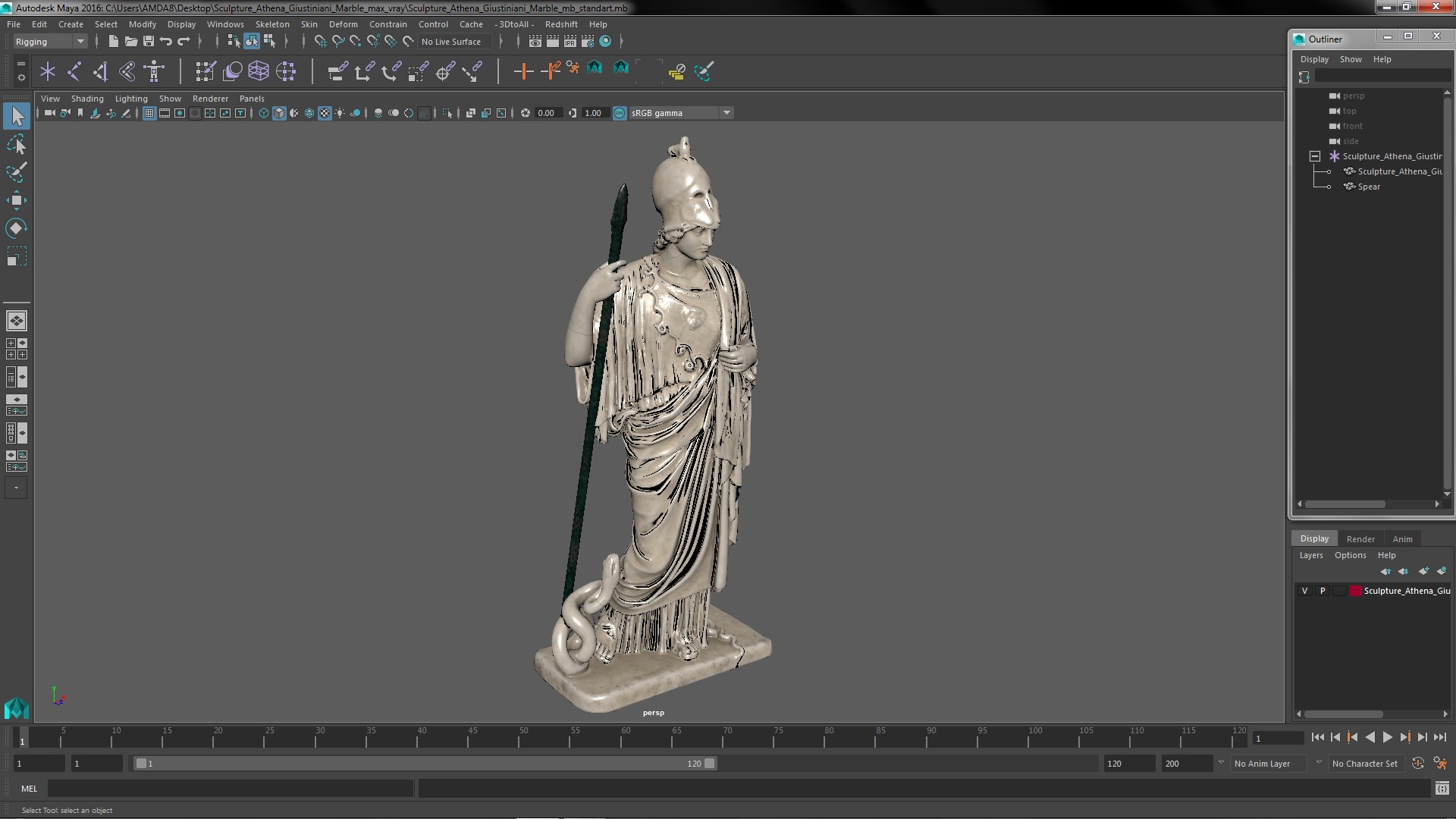 3D model Sculpture Athena Giustiniani Marble