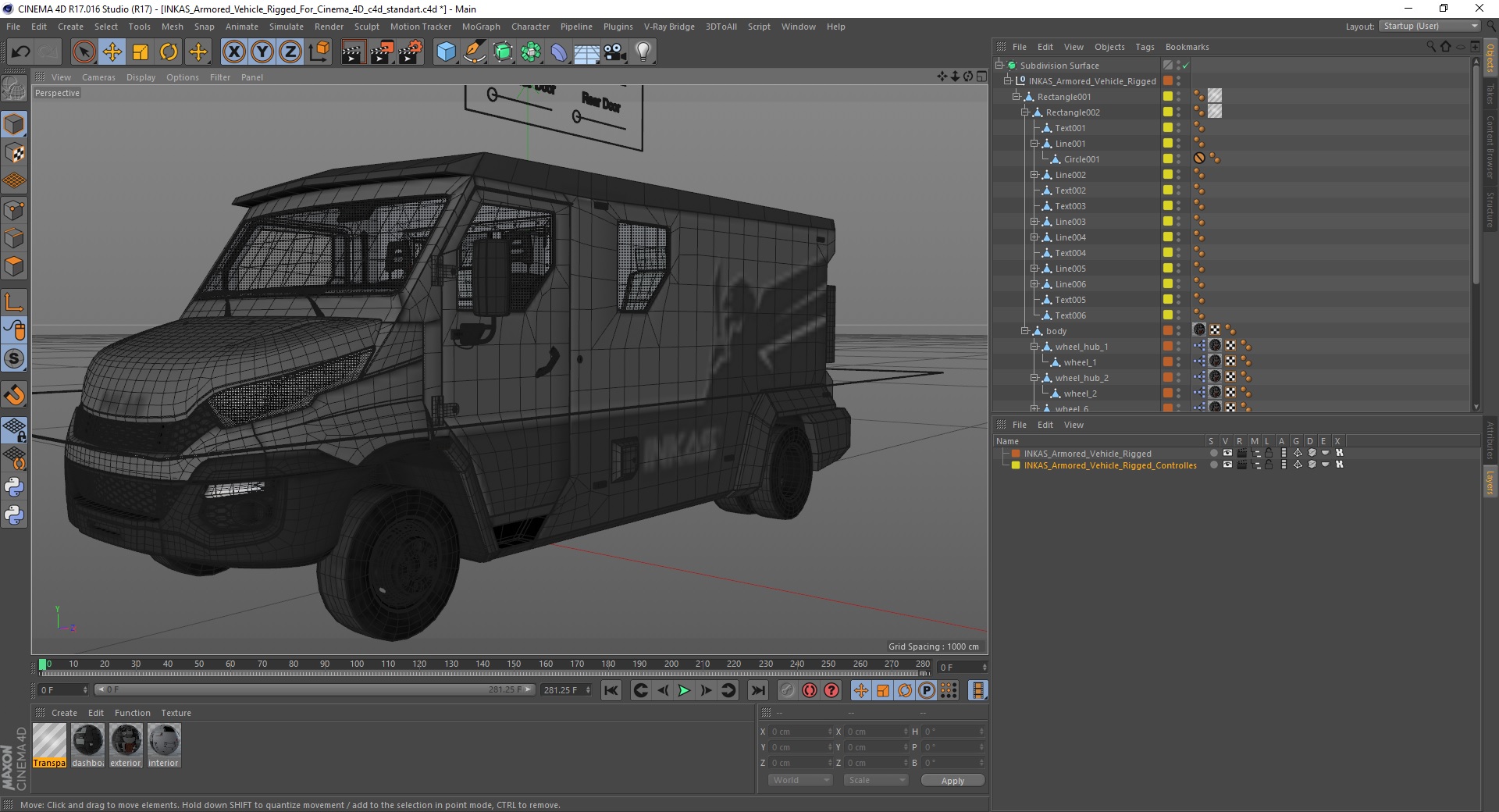 INKAS Armored Vehicle Rigged for Cinema 4D 3D