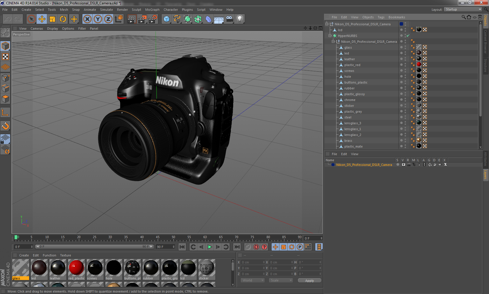 3D Nikon D5 Professional DSLR Camera model