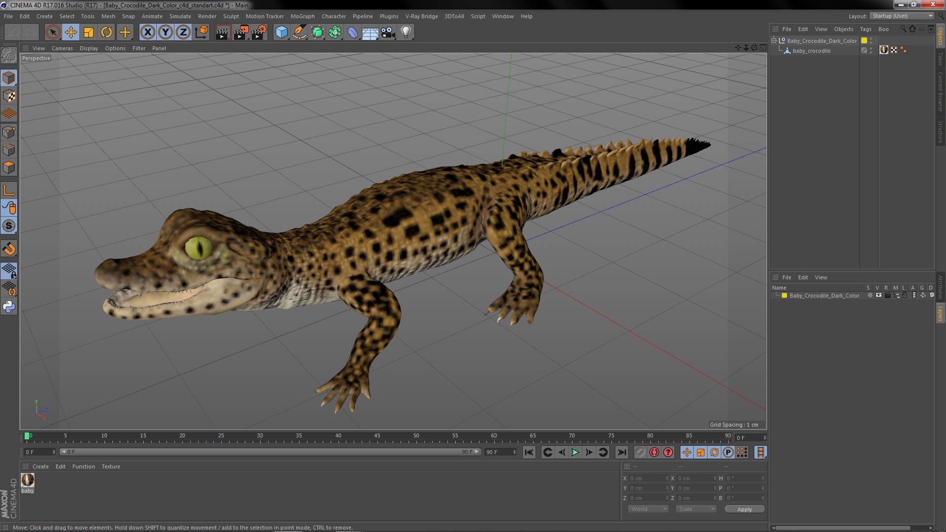 3D model Baby Crocodile Dark Color