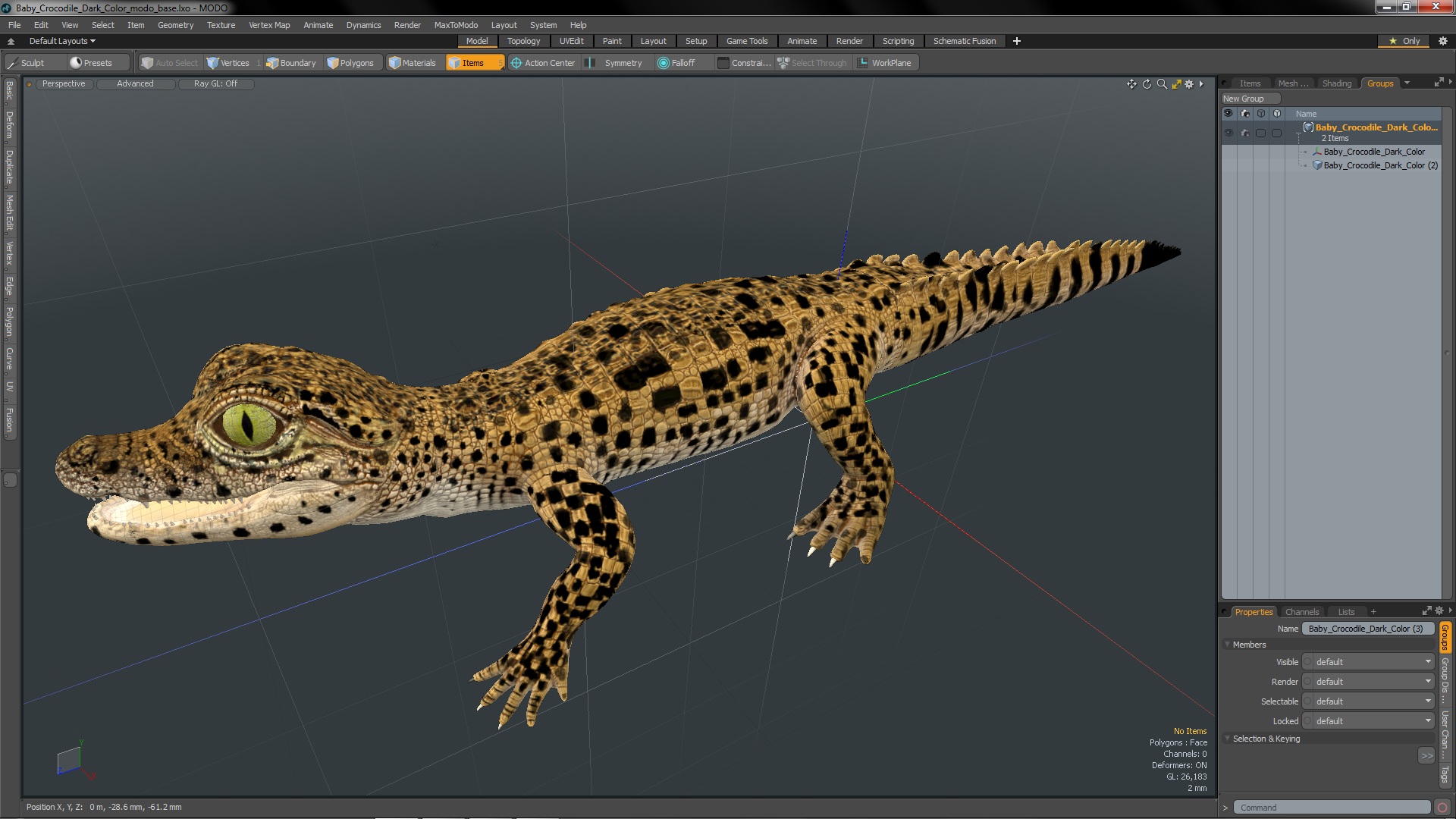 3D model Baby Crocodile Dark Color