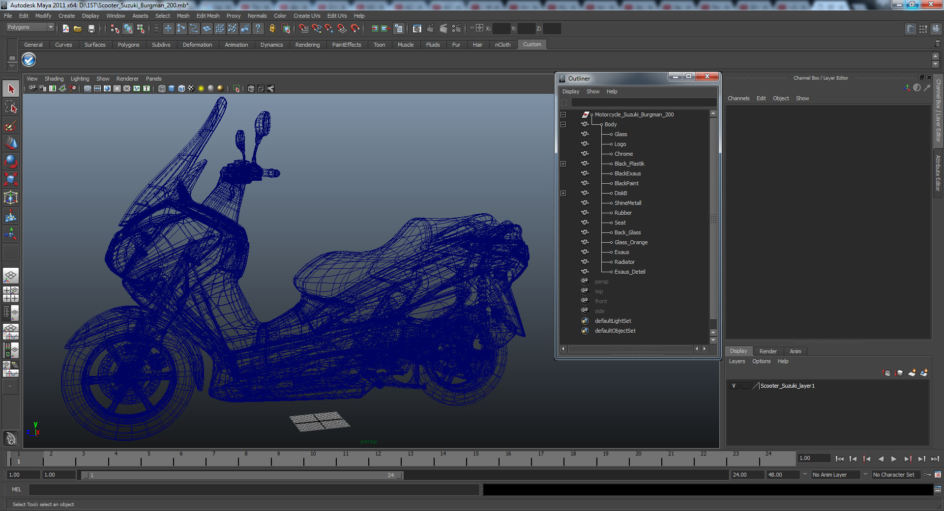 3D Generic Scooter Motorcycle