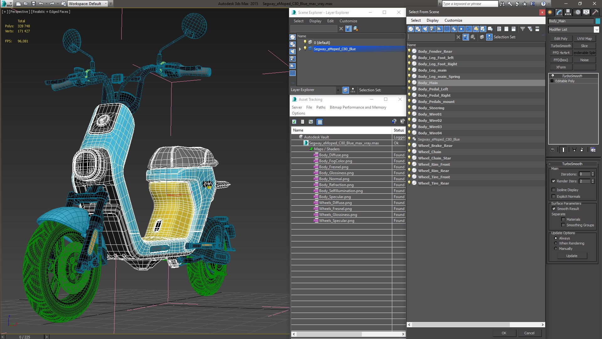 Segway eMoped C80 Blue 3D