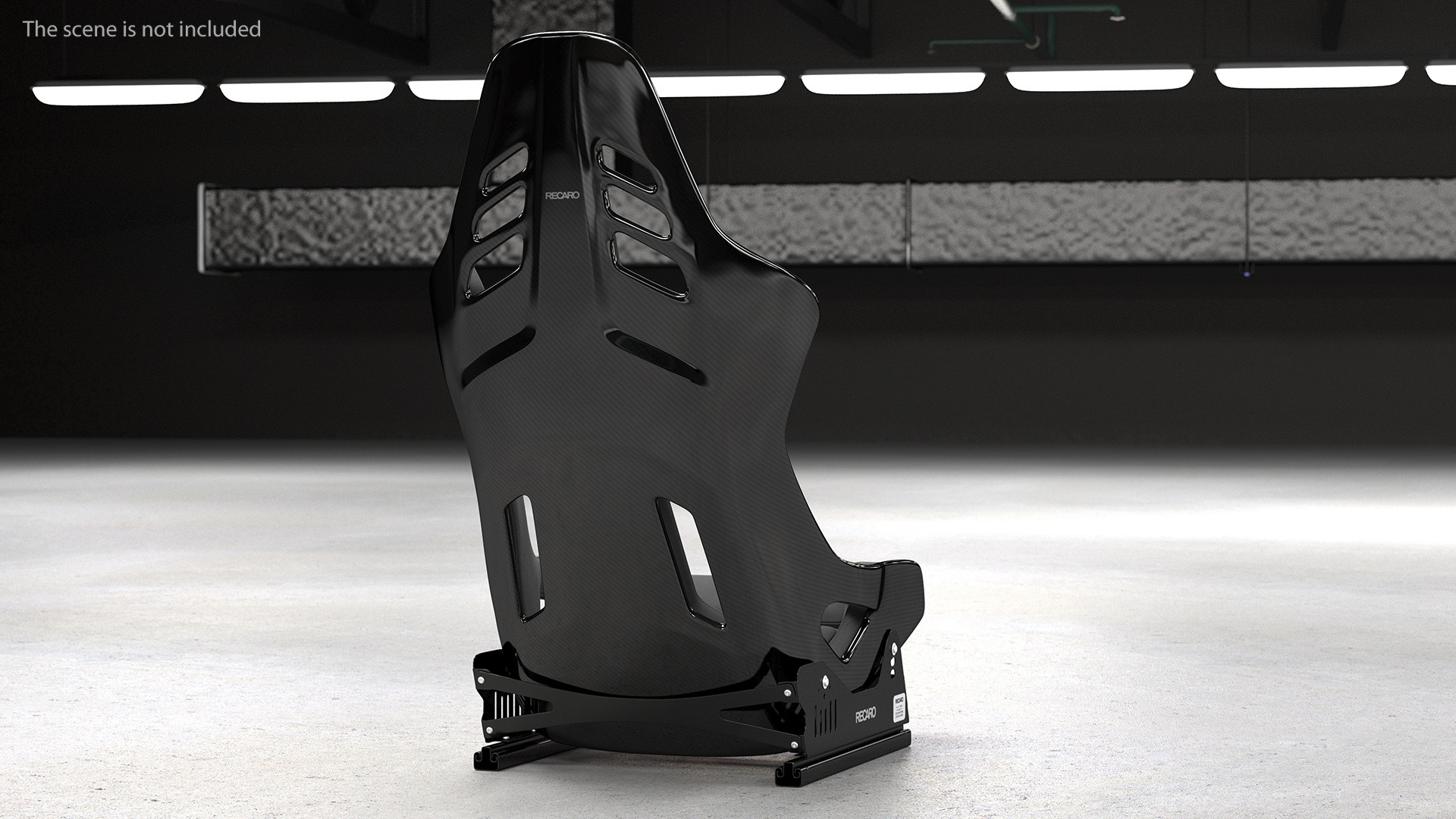 3D Black RECARO Podium CF Racing Seat on Sliding Mount