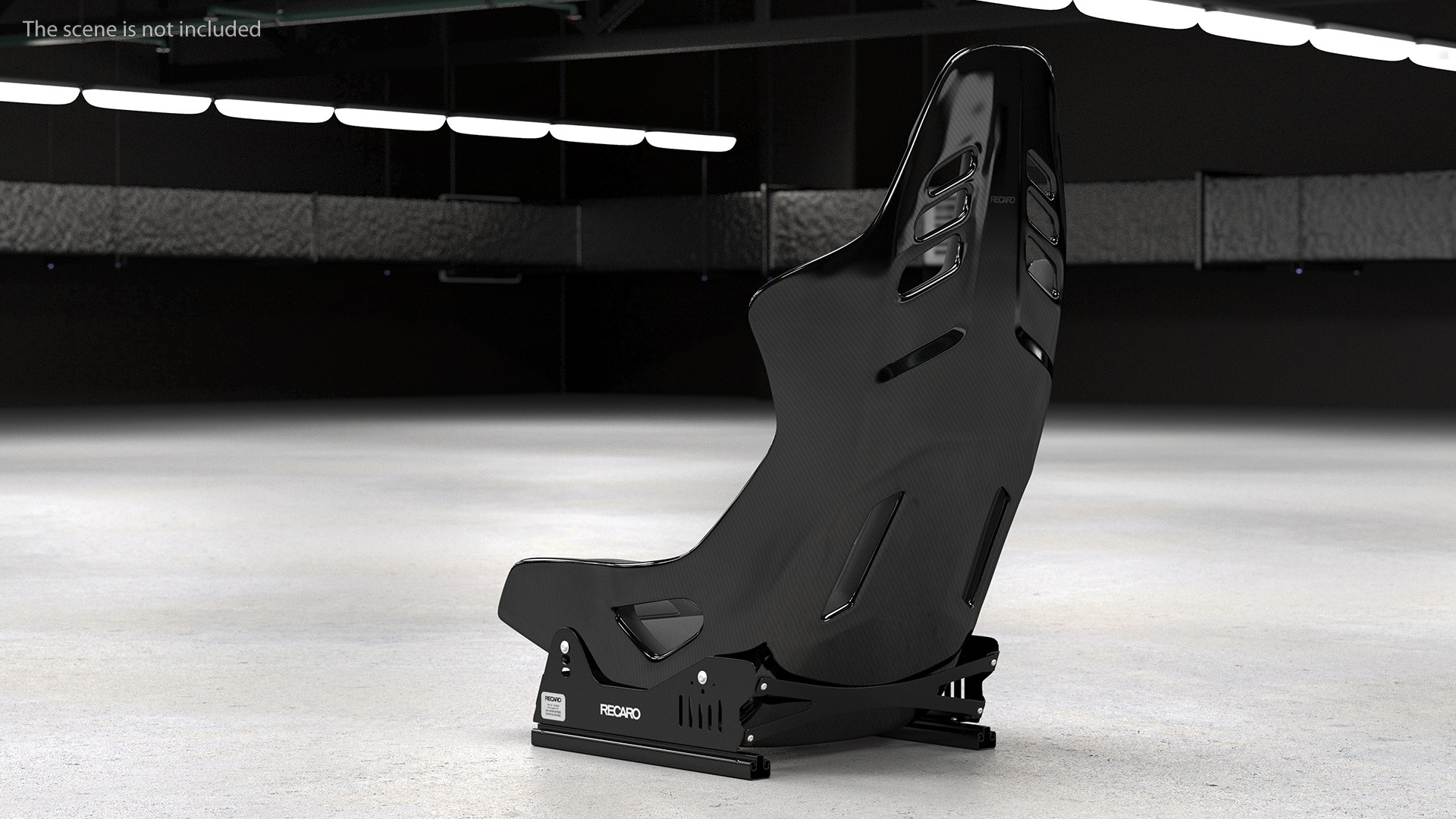 3D Black RECARO Podium CF Racing Seat on Sliding Mount