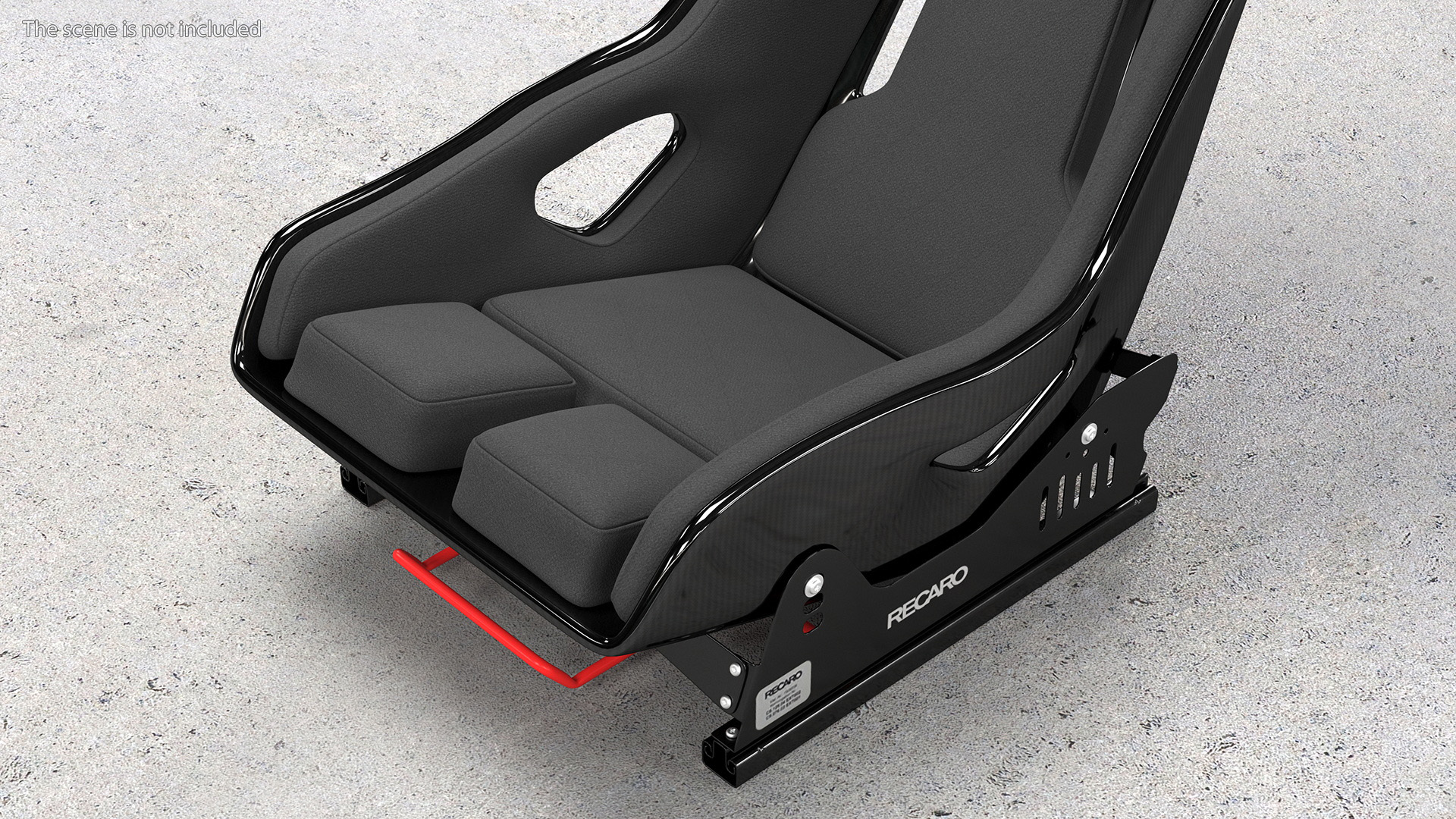 3D Black RECARO Podium CF Racing Seat on Sliding Mount