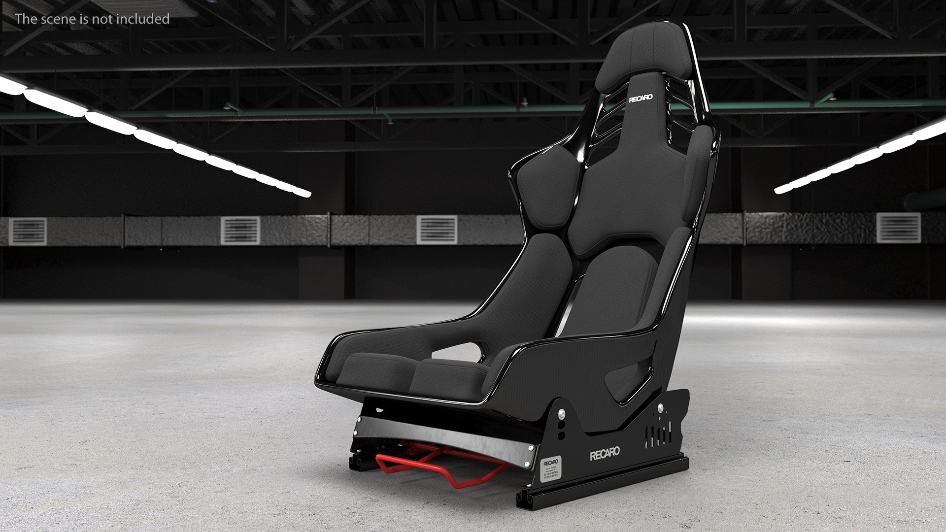 3D Black RECARO Podium CF Racing Seat on Sliding Mount