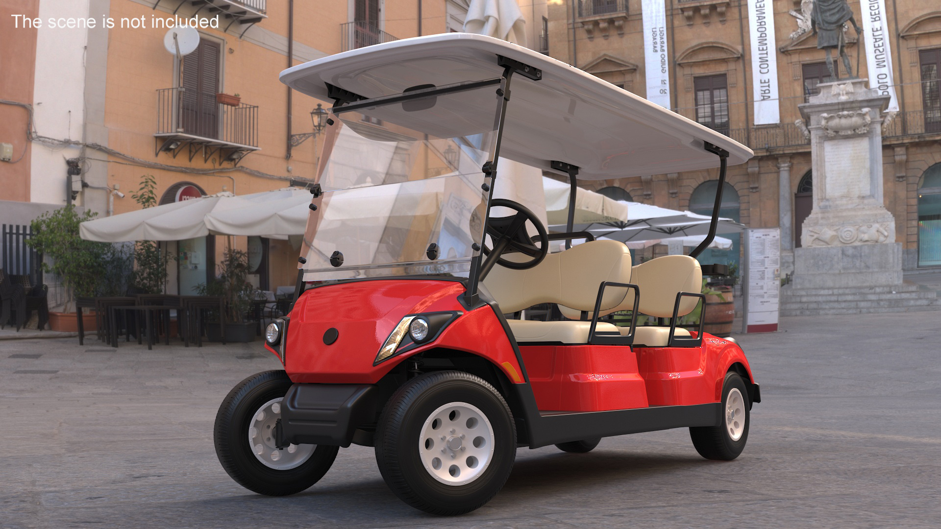 Four Seat Electric Car Yamaha Red Rigged for Maya 3D model