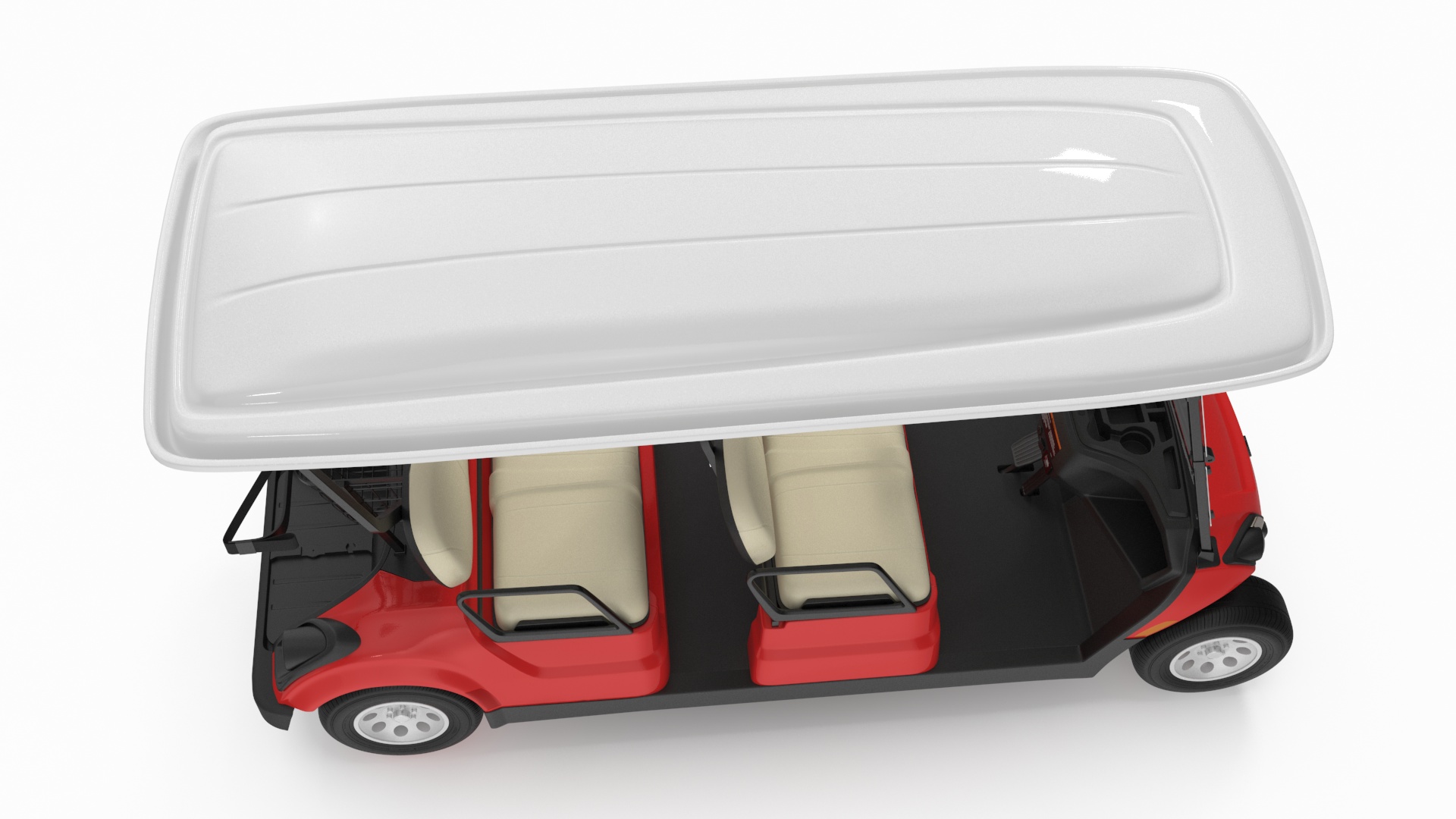 Four Seat Electric Car Yamaha Red Rigged for Maya 3D model