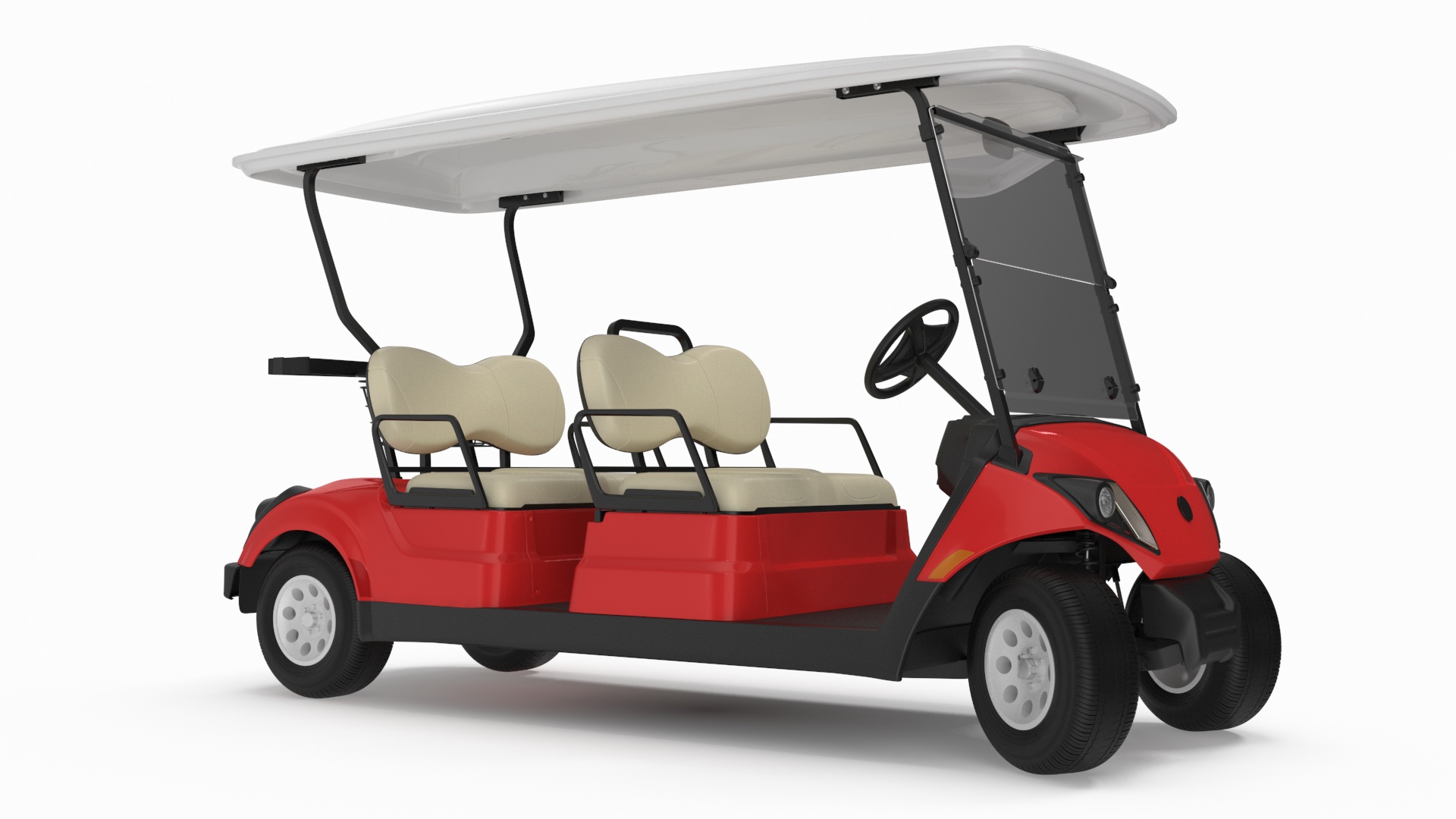 Four Seat Electric Car Yamaha Red Rigged for Maya 3D model