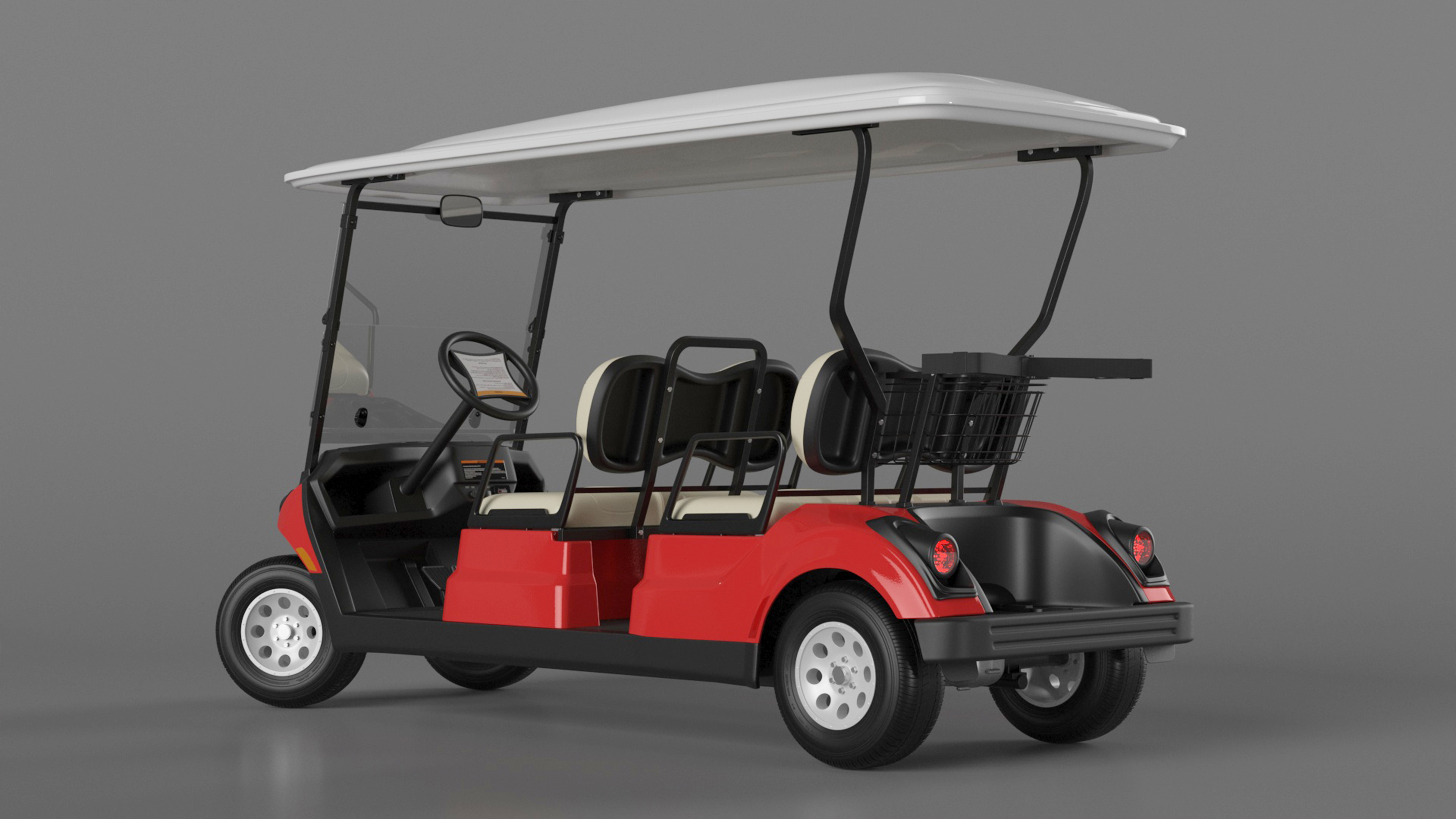 Four Seat Electric Car Yamaha Red Rigged for Maya 3D model